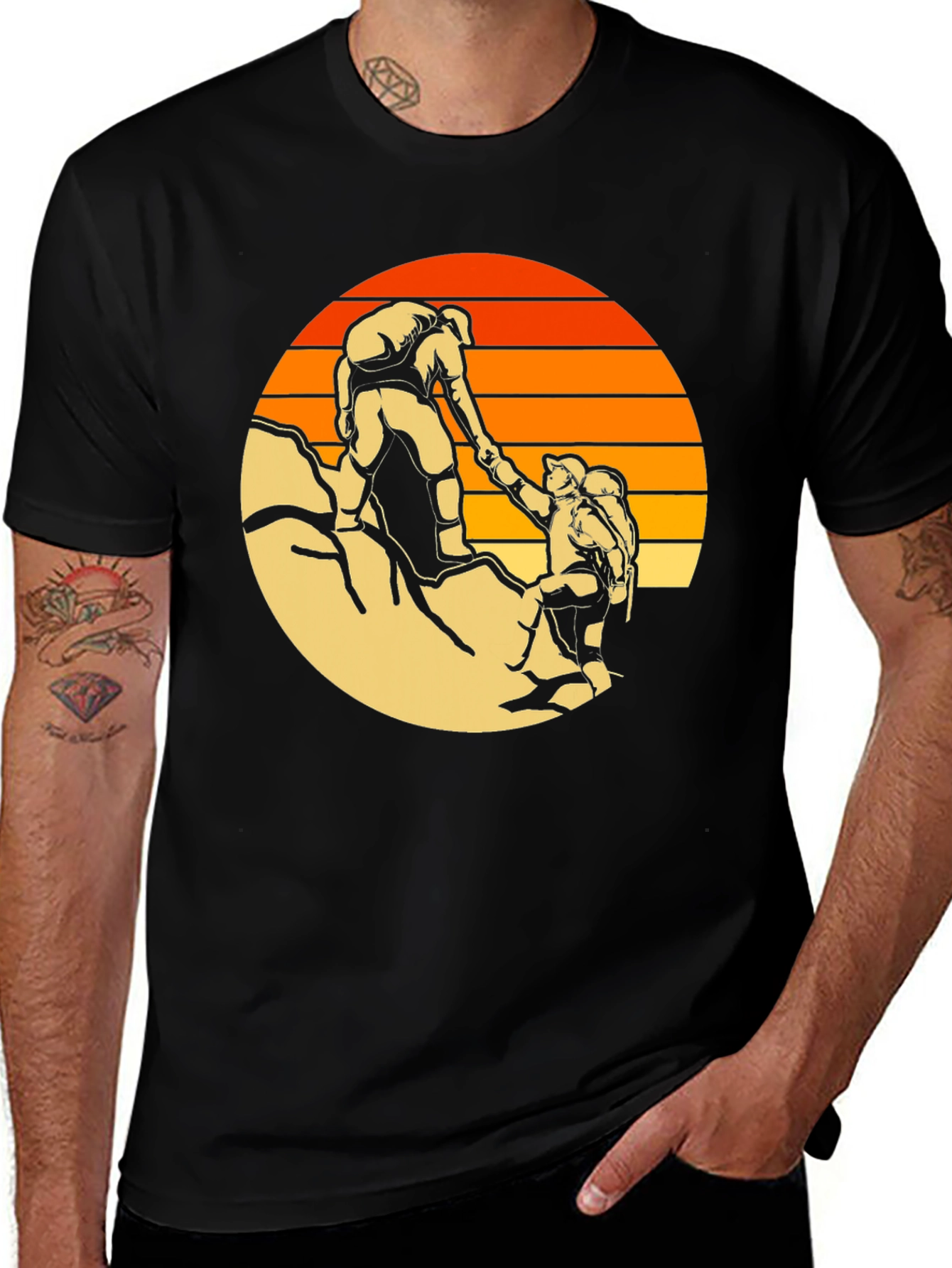 Climber Graphic Tee - Black Crew Neck T-Shirt