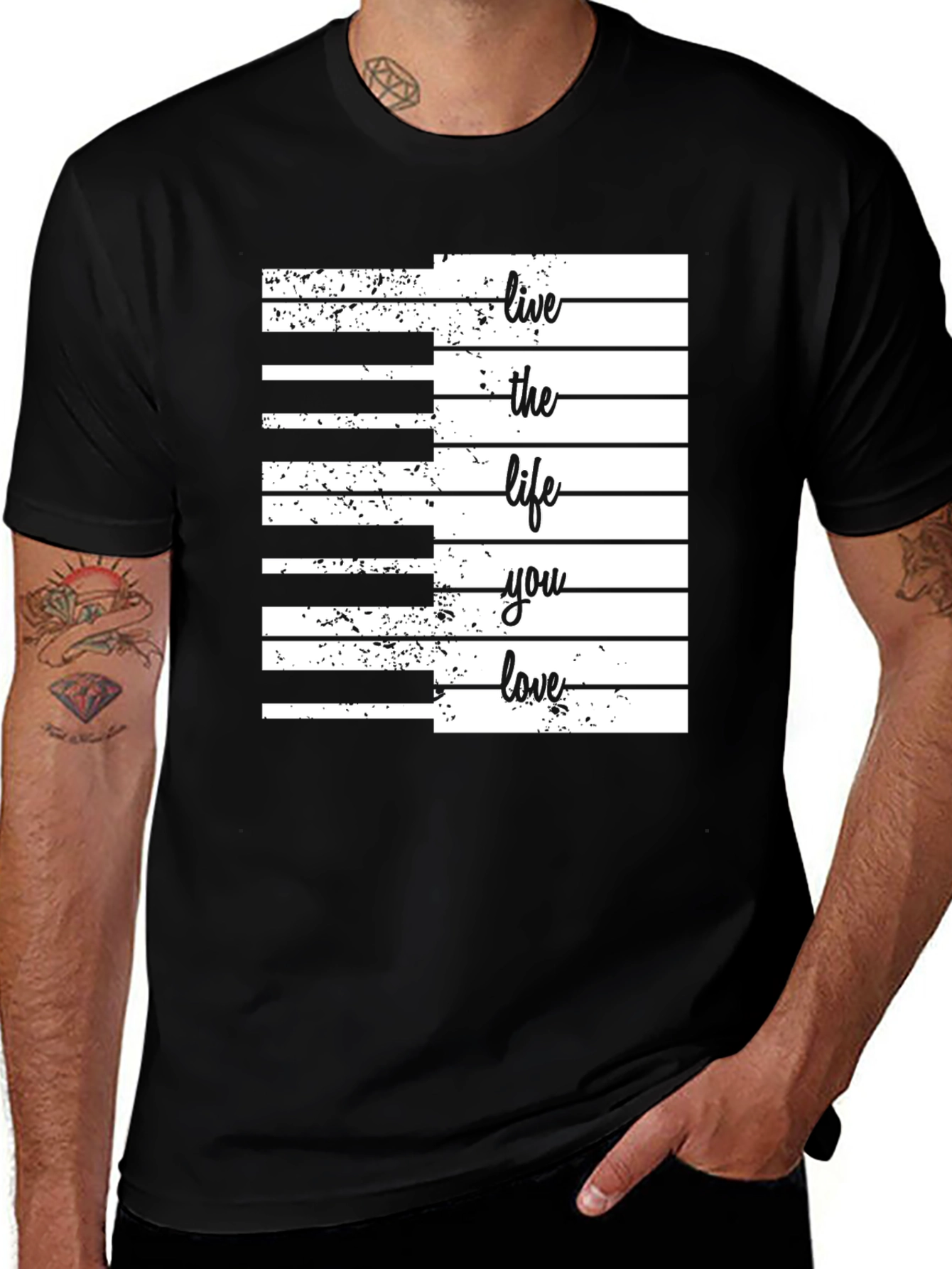 Live The Life You Love Piano Keys Graphic Tee