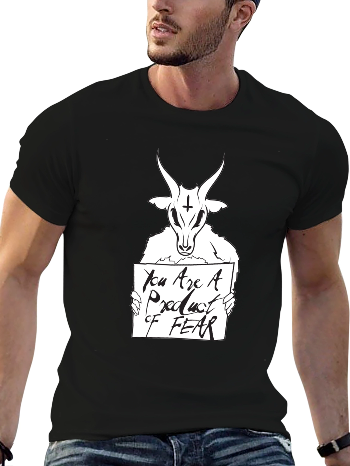 Satanic Goat Product of Fear Graphic Tee - Black