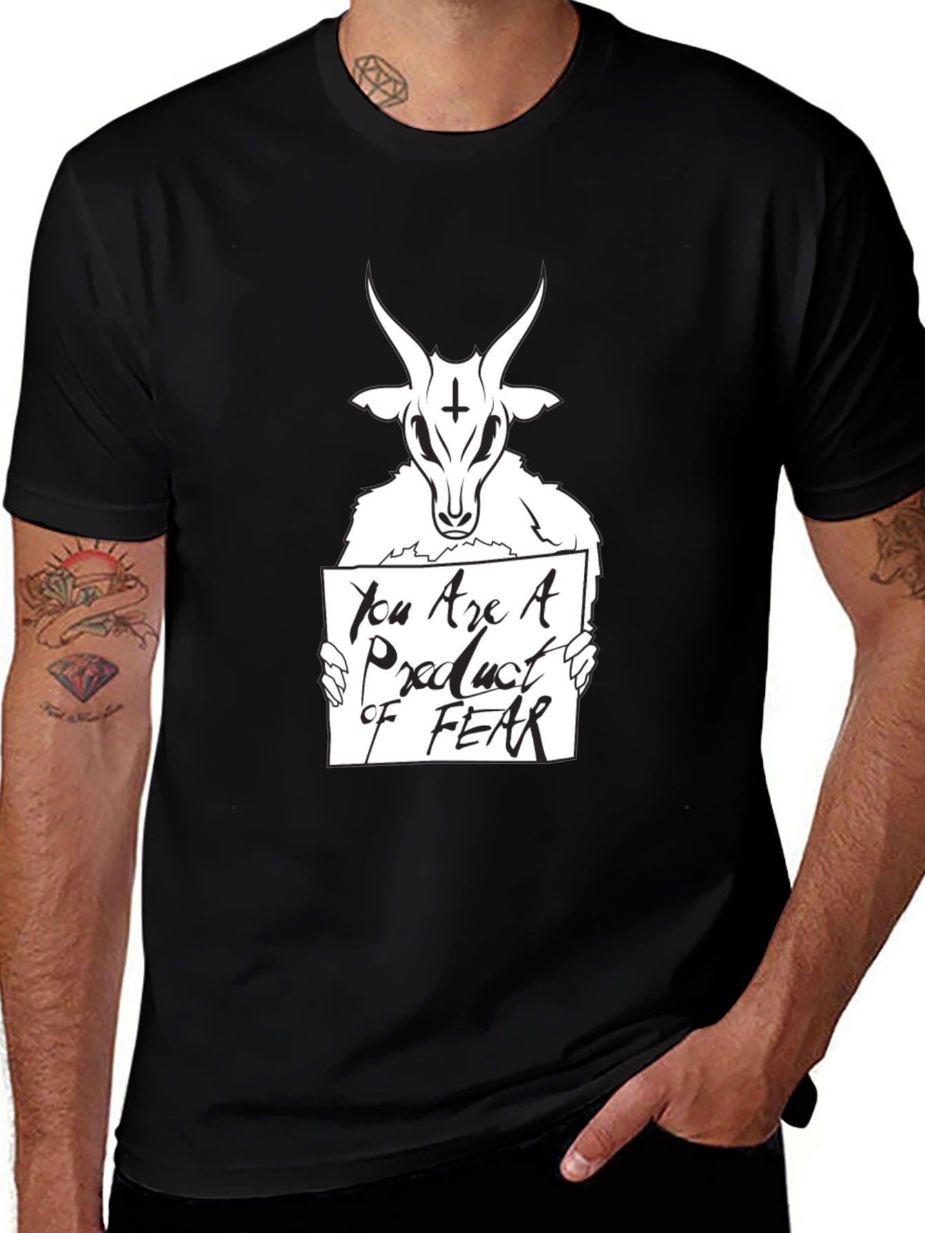 Satanic Goat Product of Fear Graphic Tee - Black