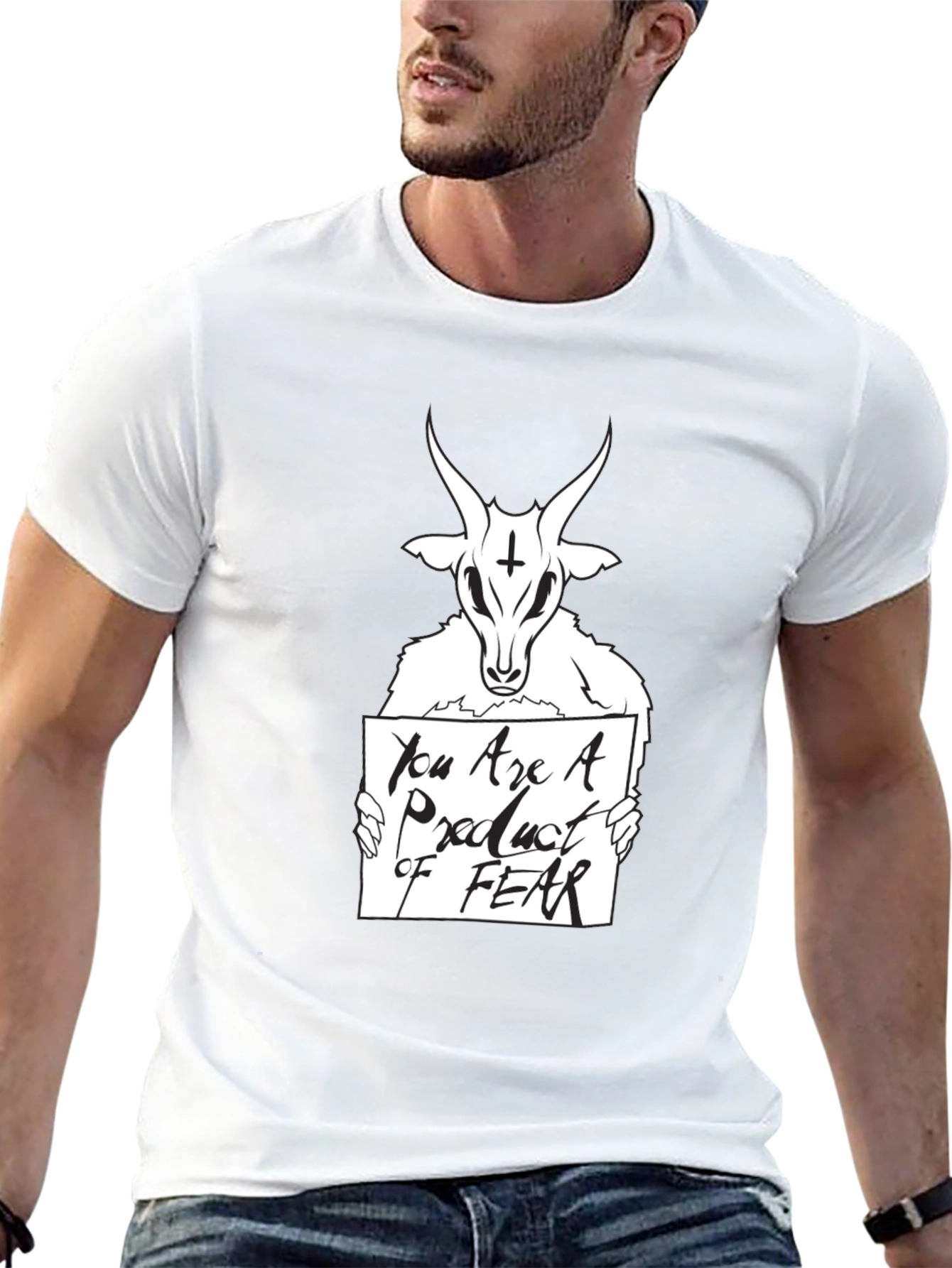Satanic Goat Product of Fear Graphic Tee - Black
