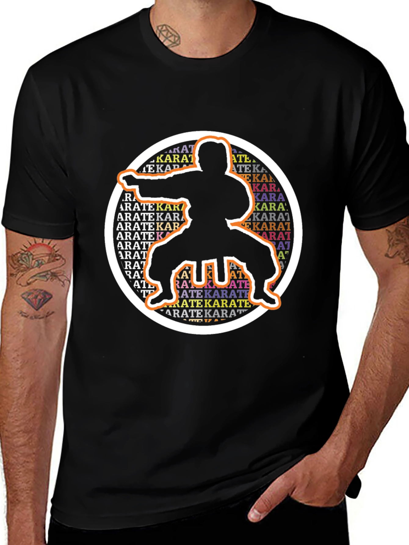 Karate Silhouette Graphic Tee - Black