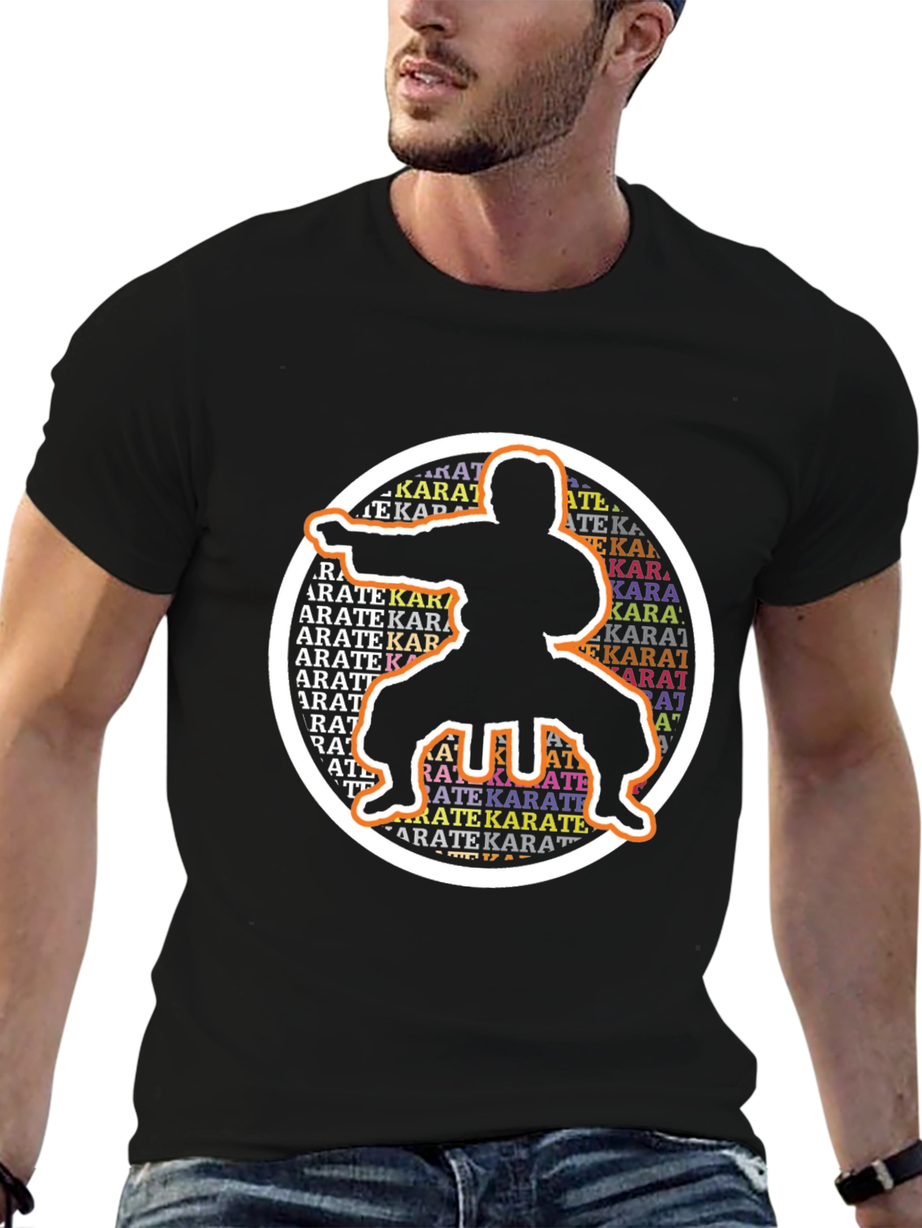 Karate Silhouette Graphic Tee - Black