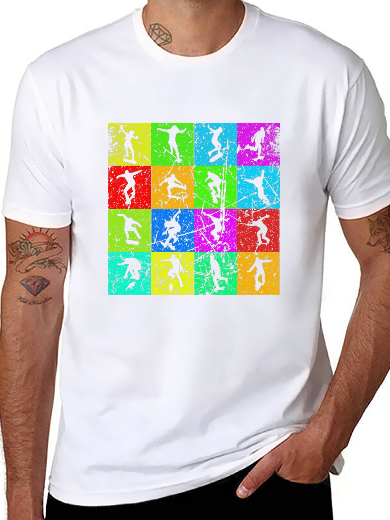 Retro Skater Grid T-Shirt - Cool & Unique Design