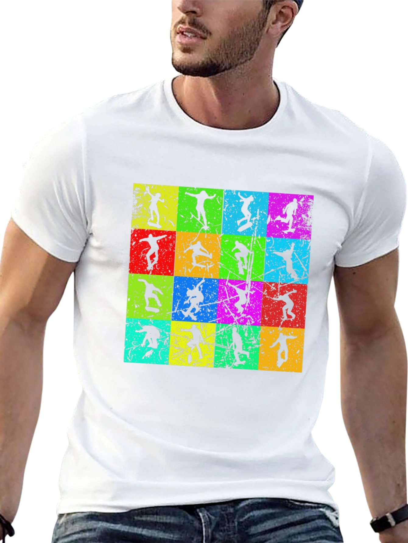 Retro Skater Grid T-Shirt - Cool & Unique Design