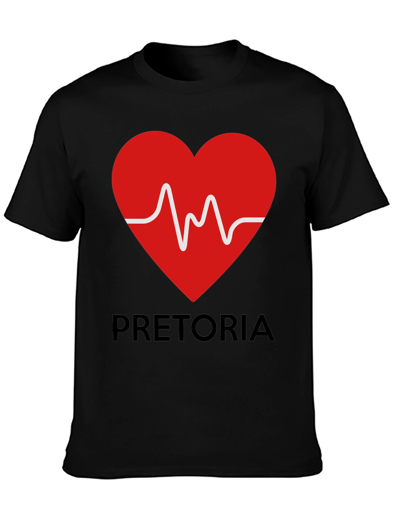 Pretoria Heartbeat T-Shirt - Black Crew Neck