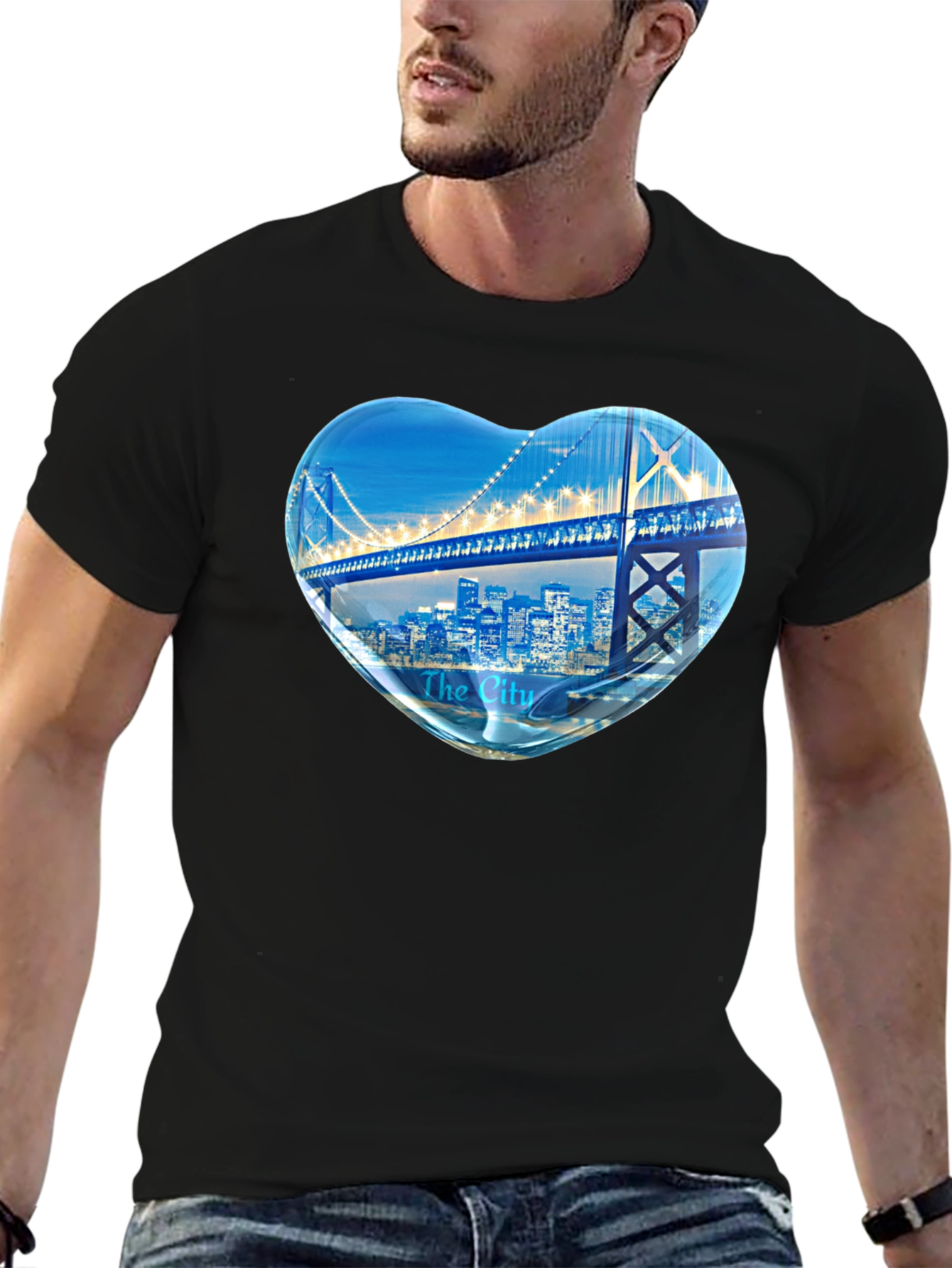 Cityscape Heart Graphic Tee - Soft Cotton Blend