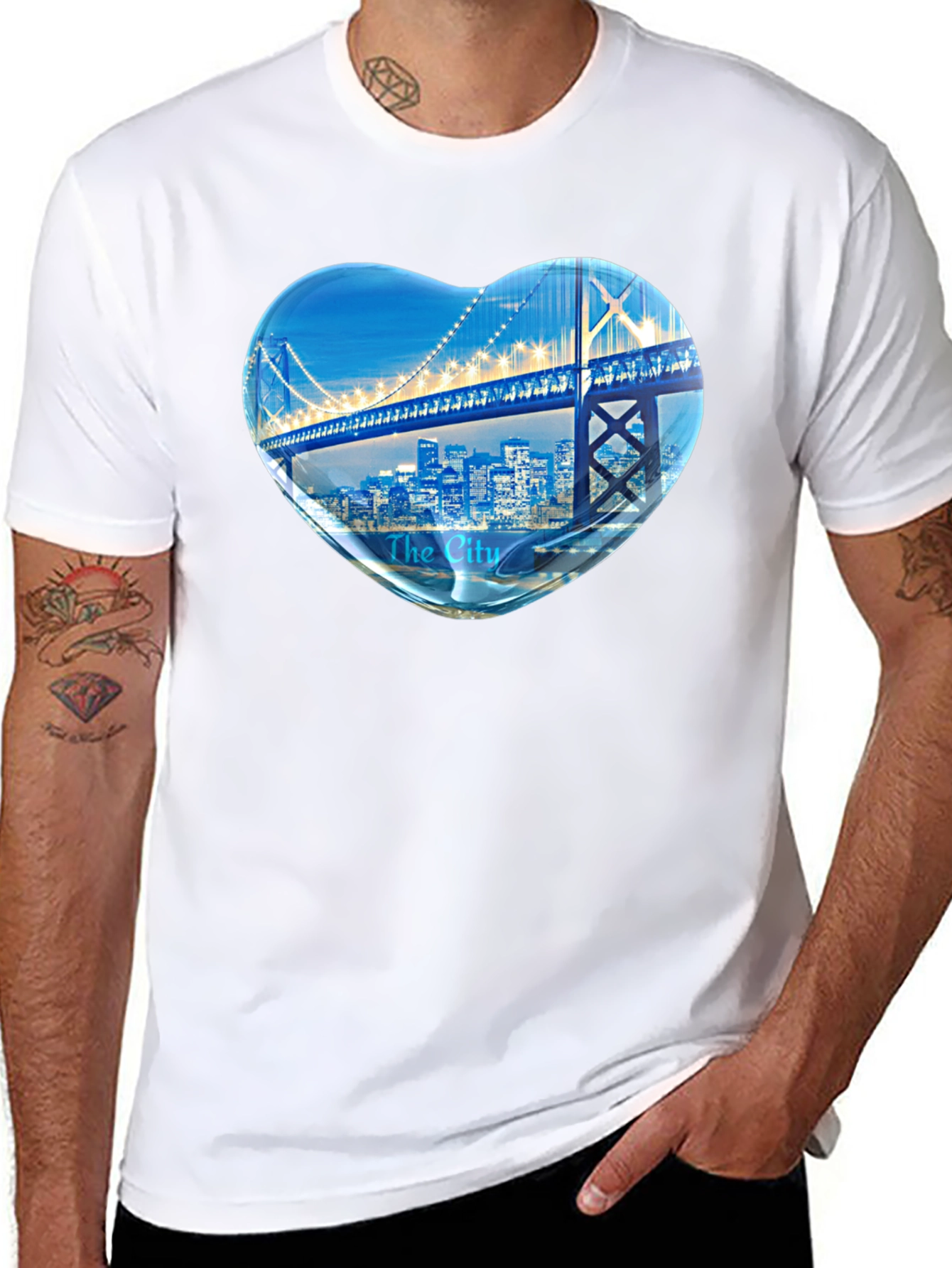 Cityscape Heart Graphic Tee - Soft Cotton Blend