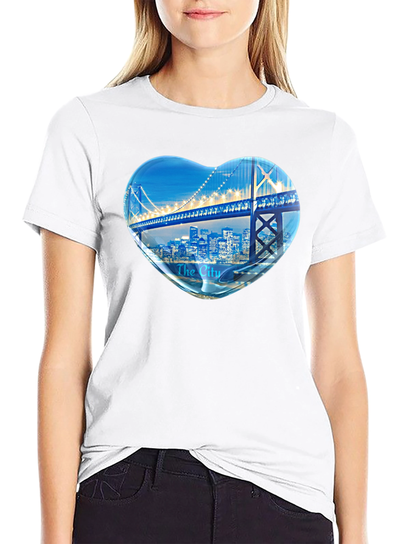 Cityscape Heart Graphic Tee - Soft Cotton Blend