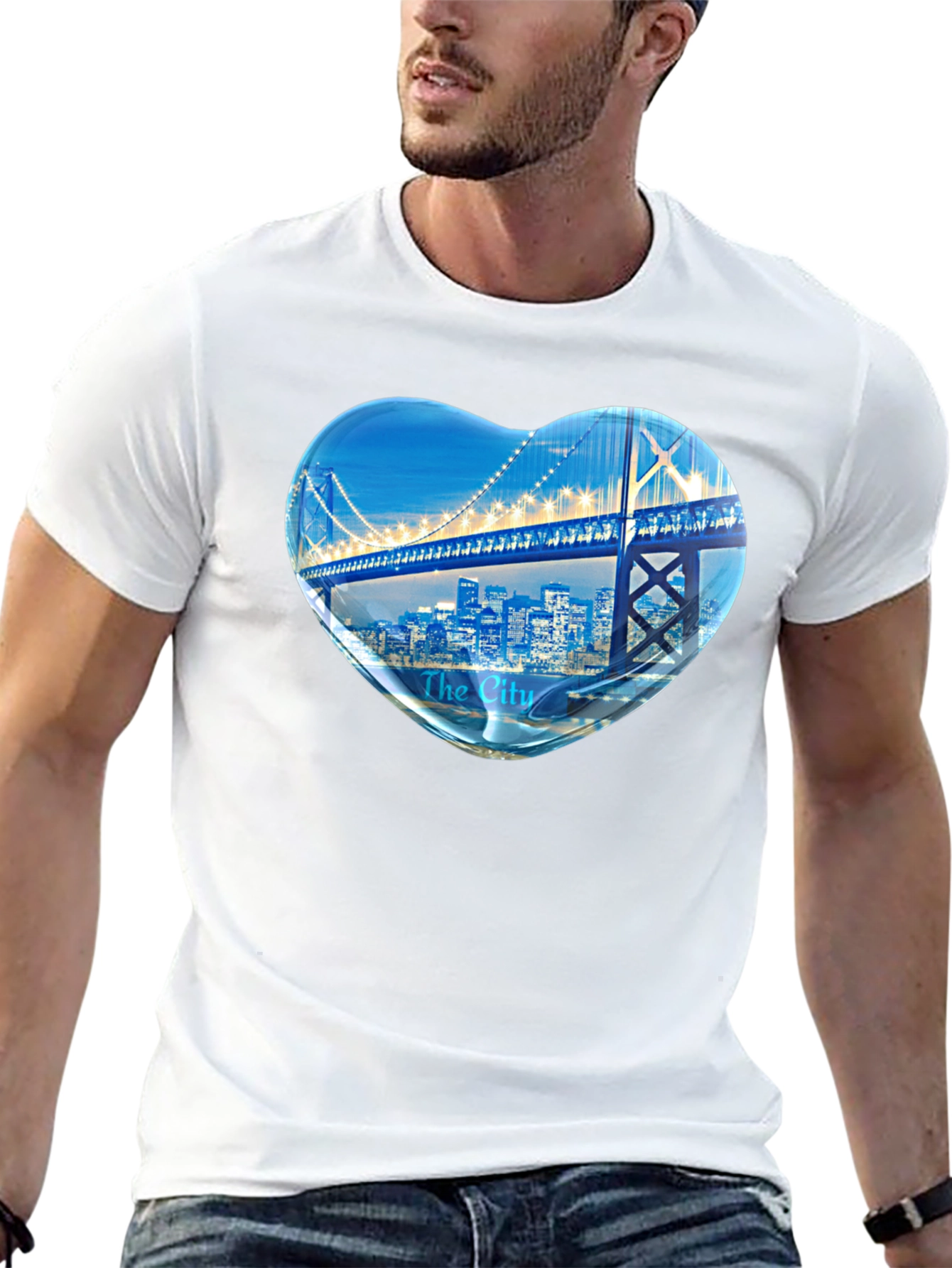 Cityscape Heart Graphic Tee - Soft Cotton Blend