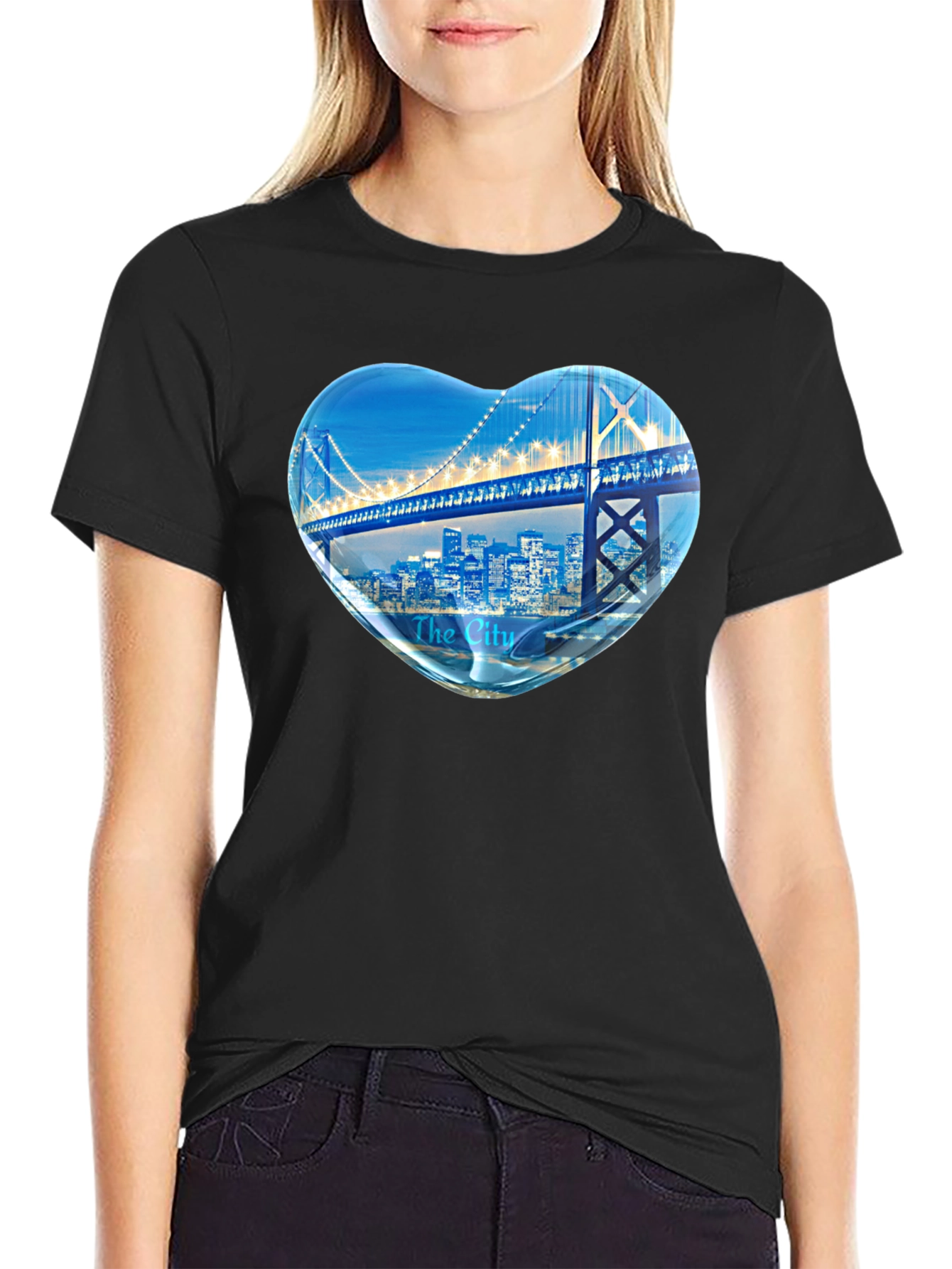 Cityscape Heart Graphic Tee - Soft Cotton Blend