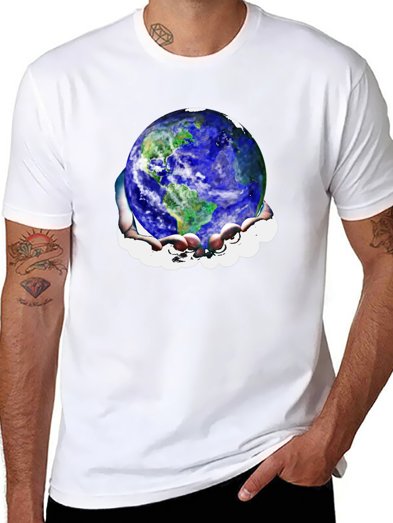 Earth in Hands Graphic T-Shirt