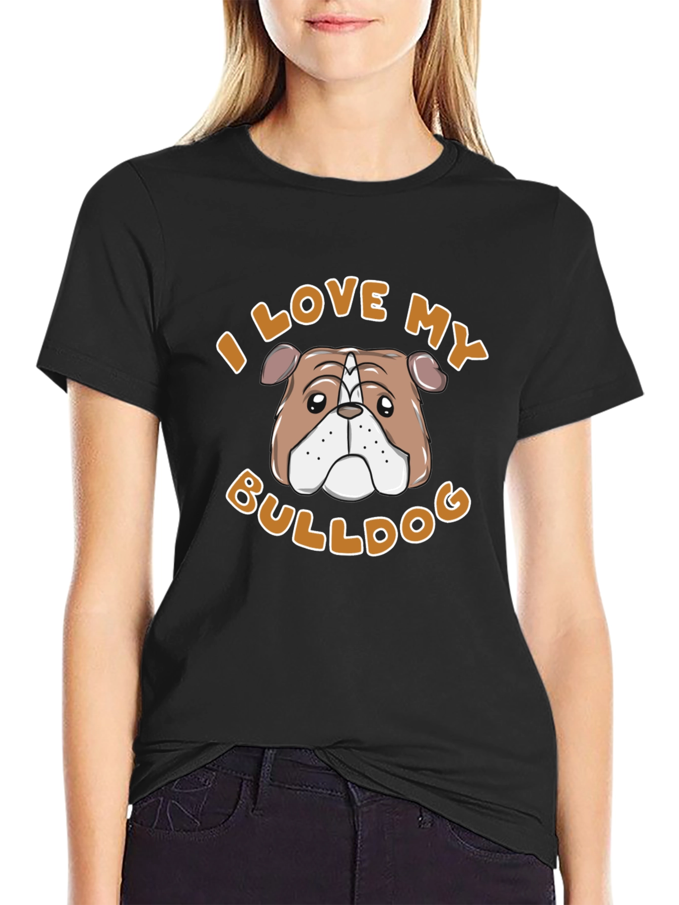 I Love My Bulldog T-Shirt - Black