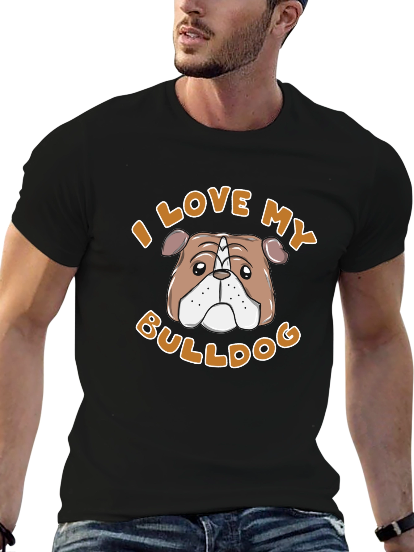 I Love My Bulldog T-Shirt - Black