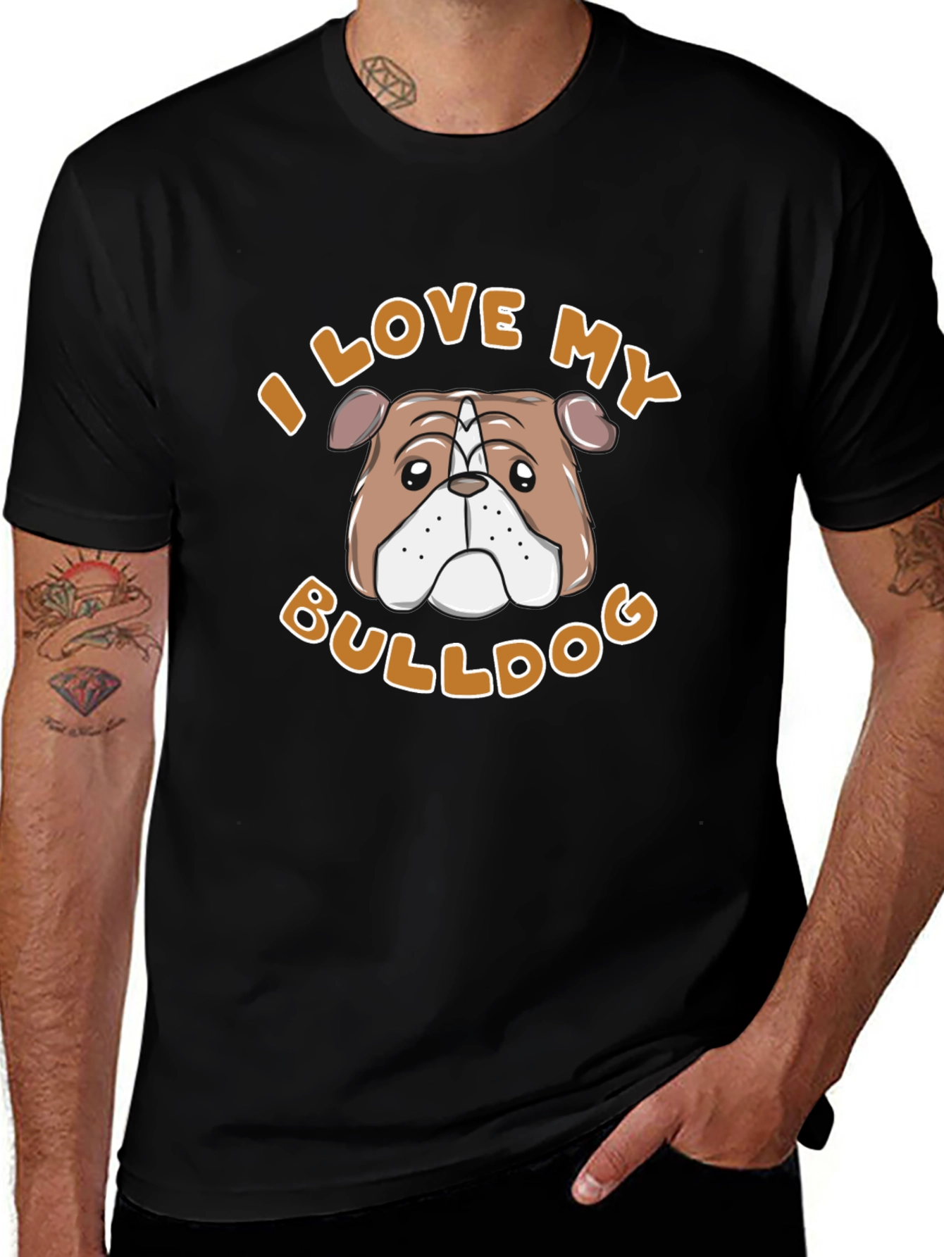 I Love My Bulldog T-Shirt - Black
