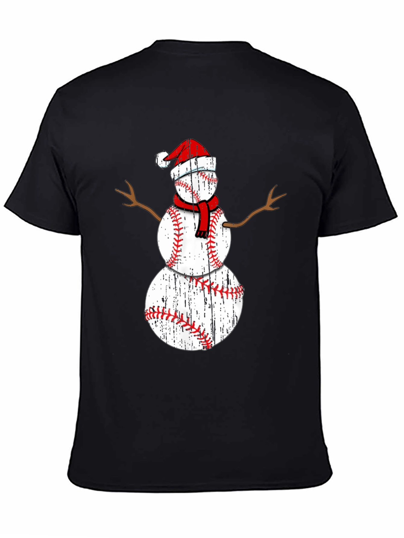 Baseball Snowman Christmas T-Shirt