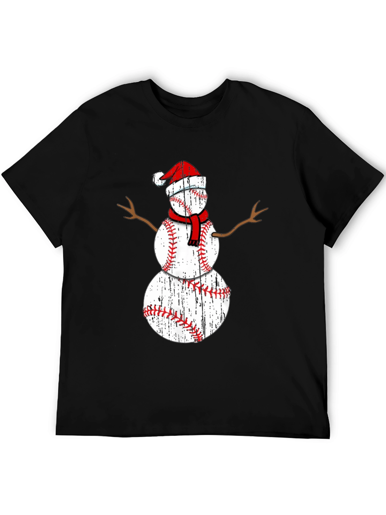 Baseball Snowman Christmas T-Shirt