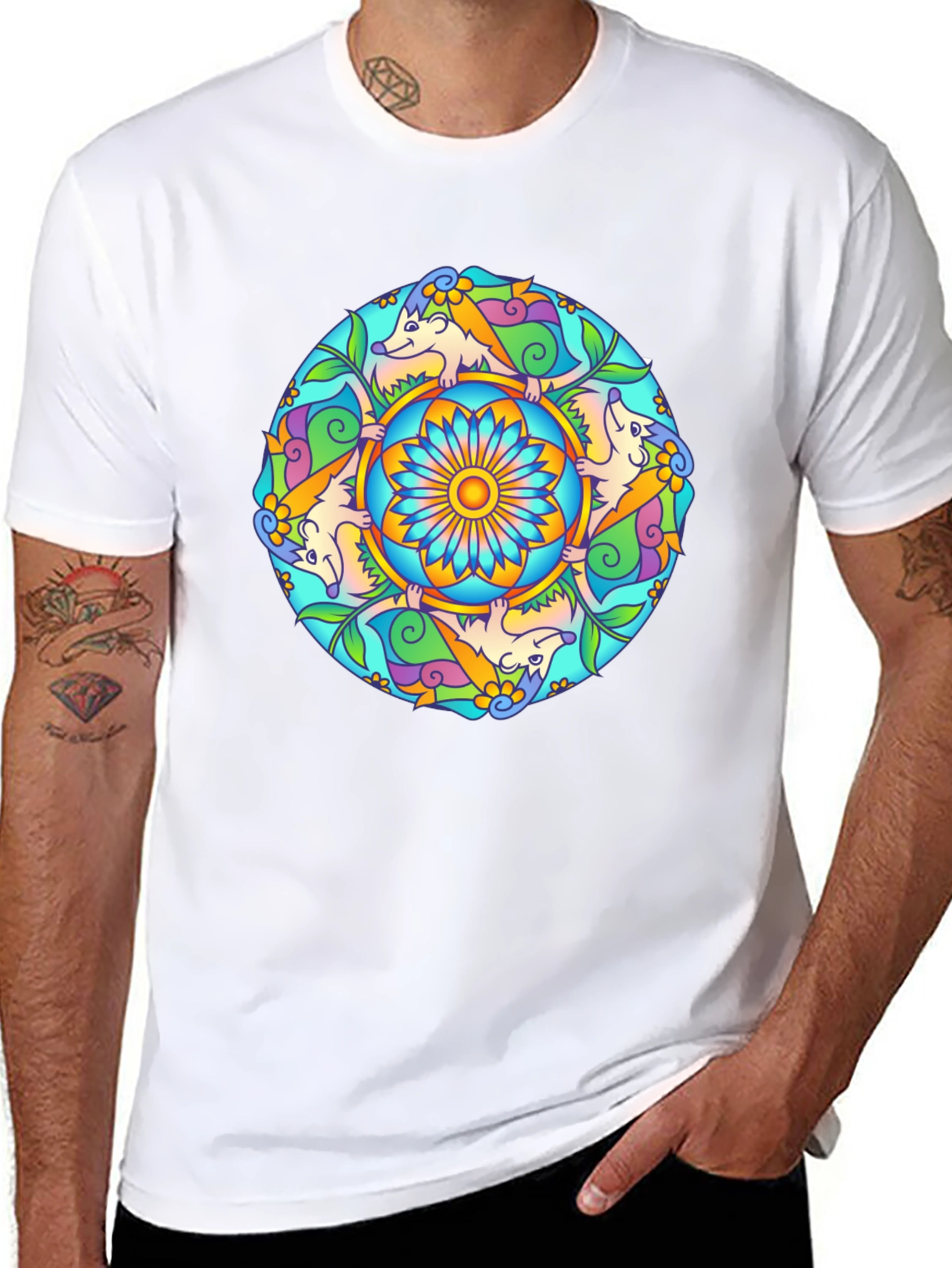 Whimsical Hedgehog Mandala T-Shirt