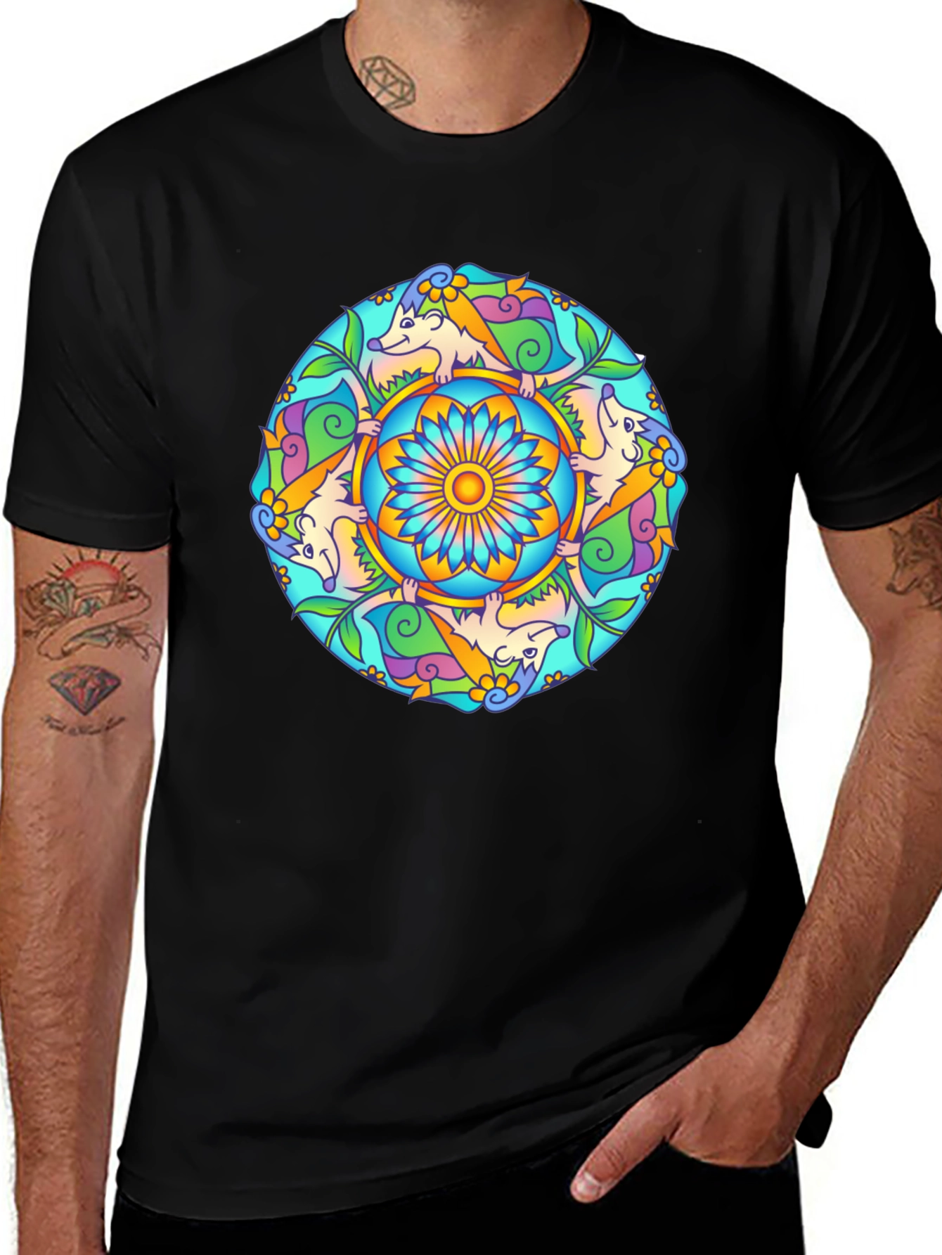 Whimsical Hedgehog Mandala T-Shirt
