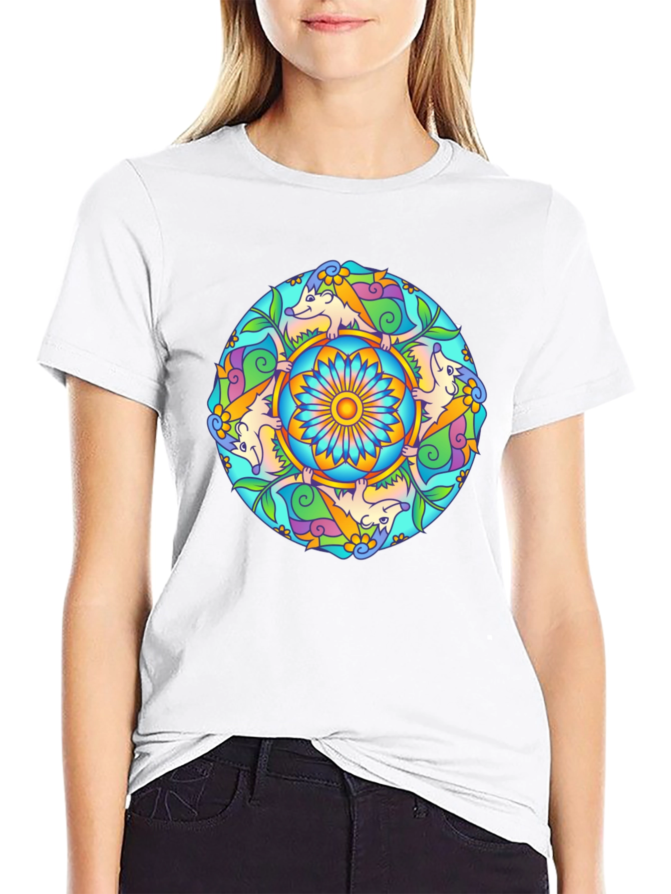 Whimsical Hedgehog Mandala T-Shirt