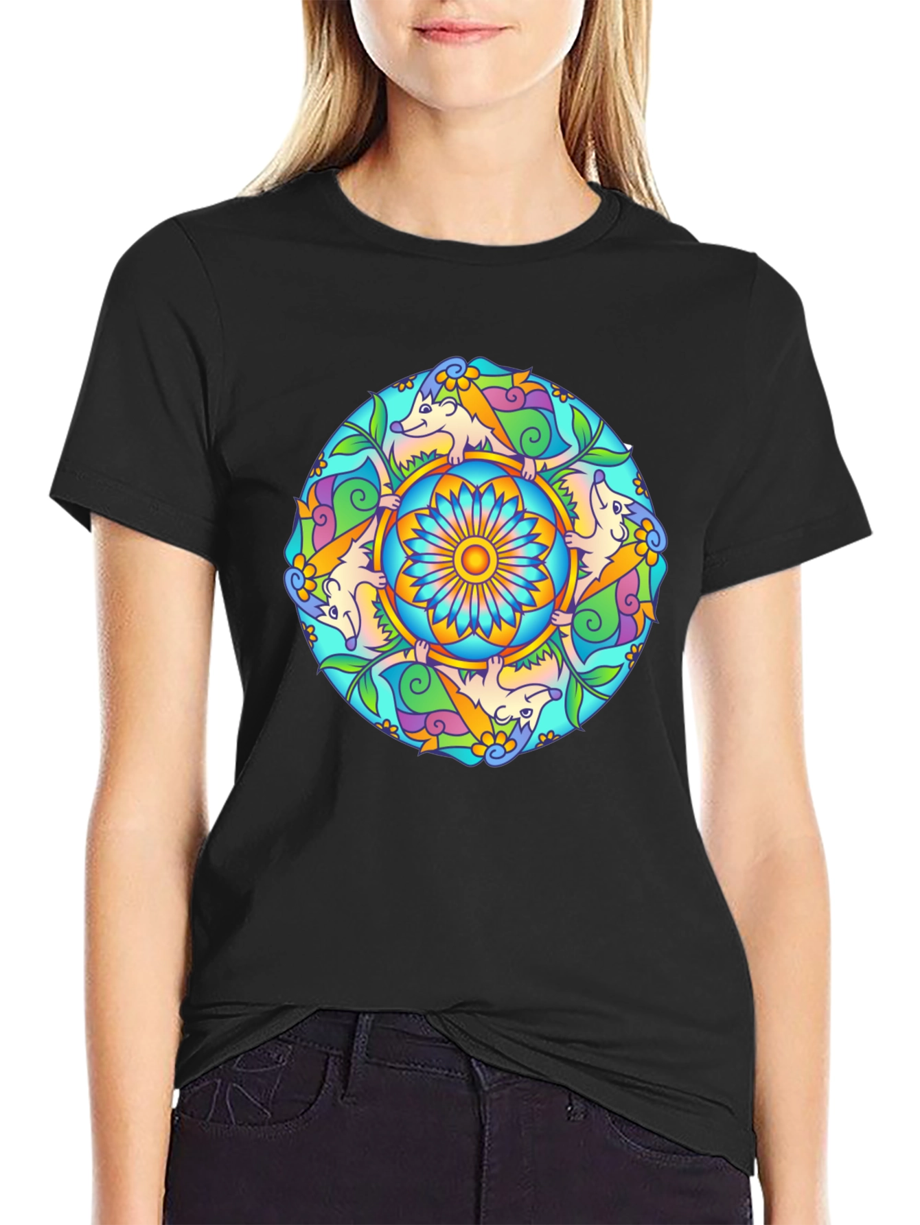 Whimsical Hedgehog Mandala T-Shirt