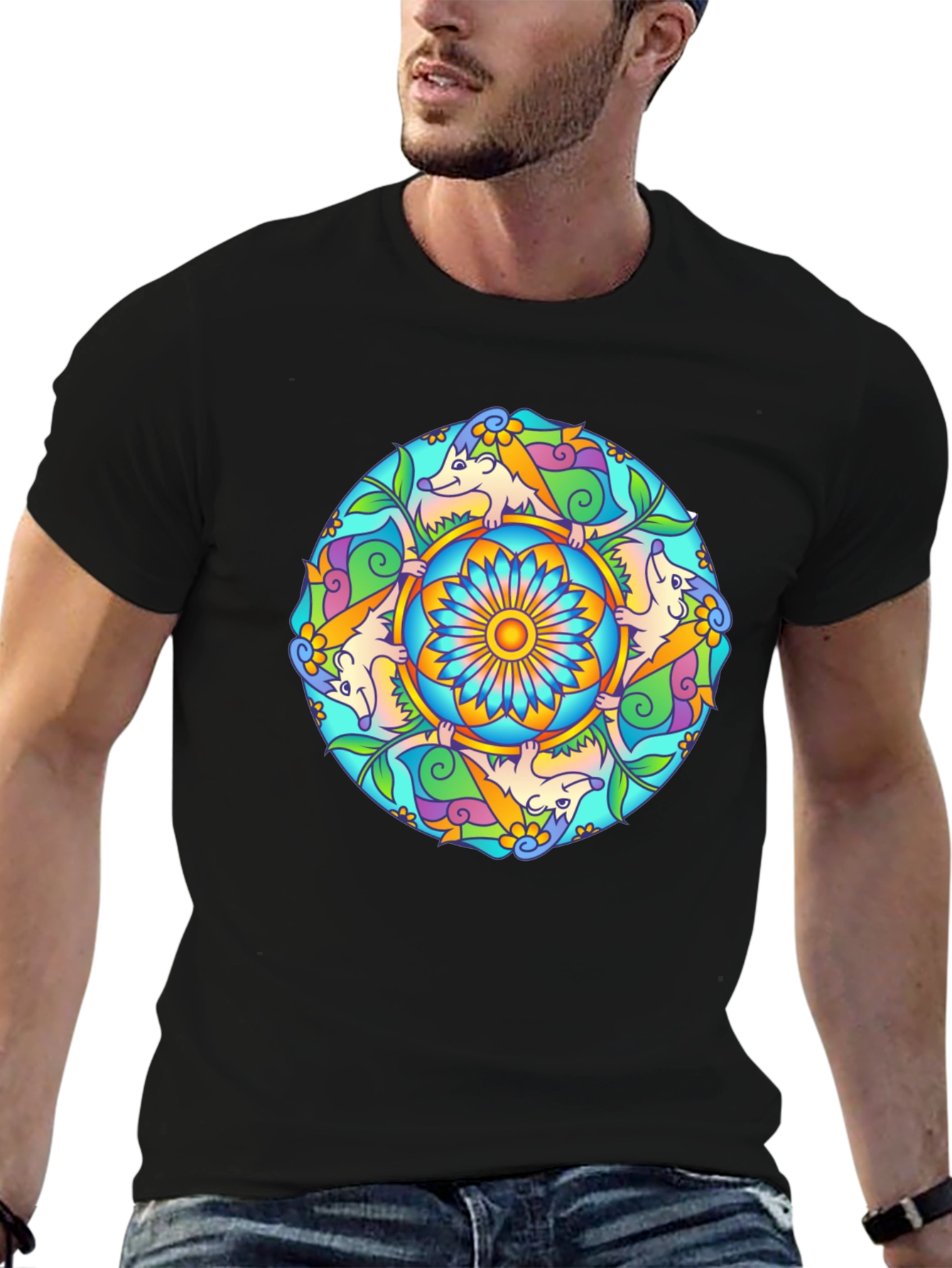 Whimsical Hedgehog Mandala T-Shirt