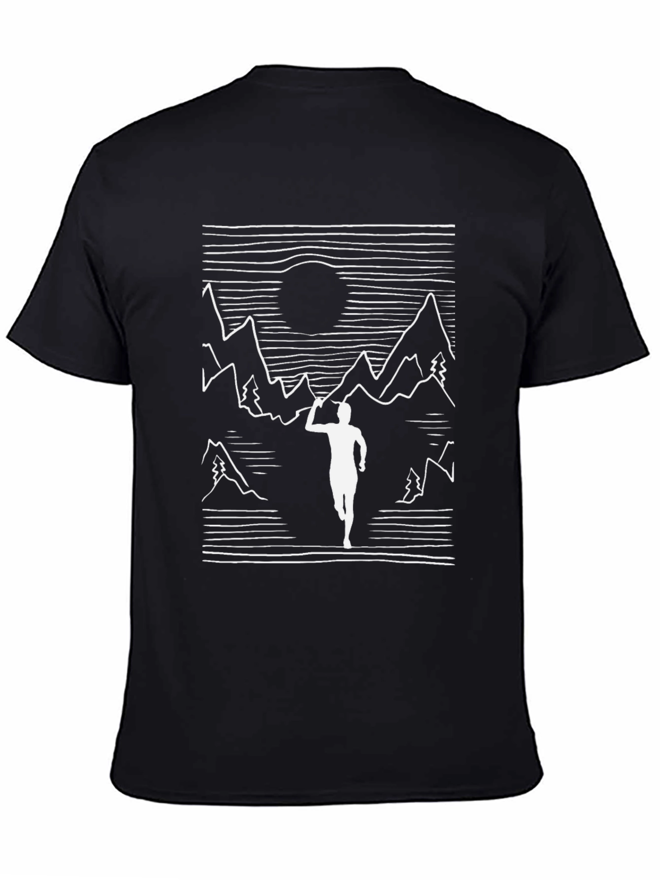 Mountain Runner Graphic Tee - Black Cotton T-Shirt