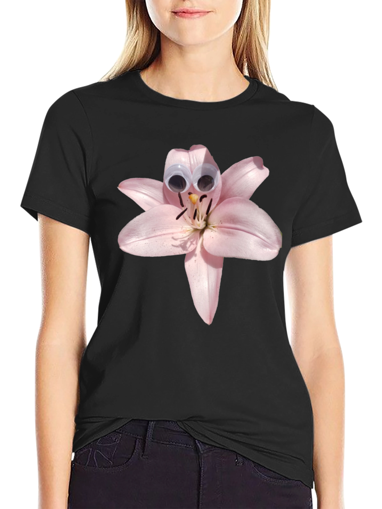 Floral Humor Tee: Lily with Googly Eyes