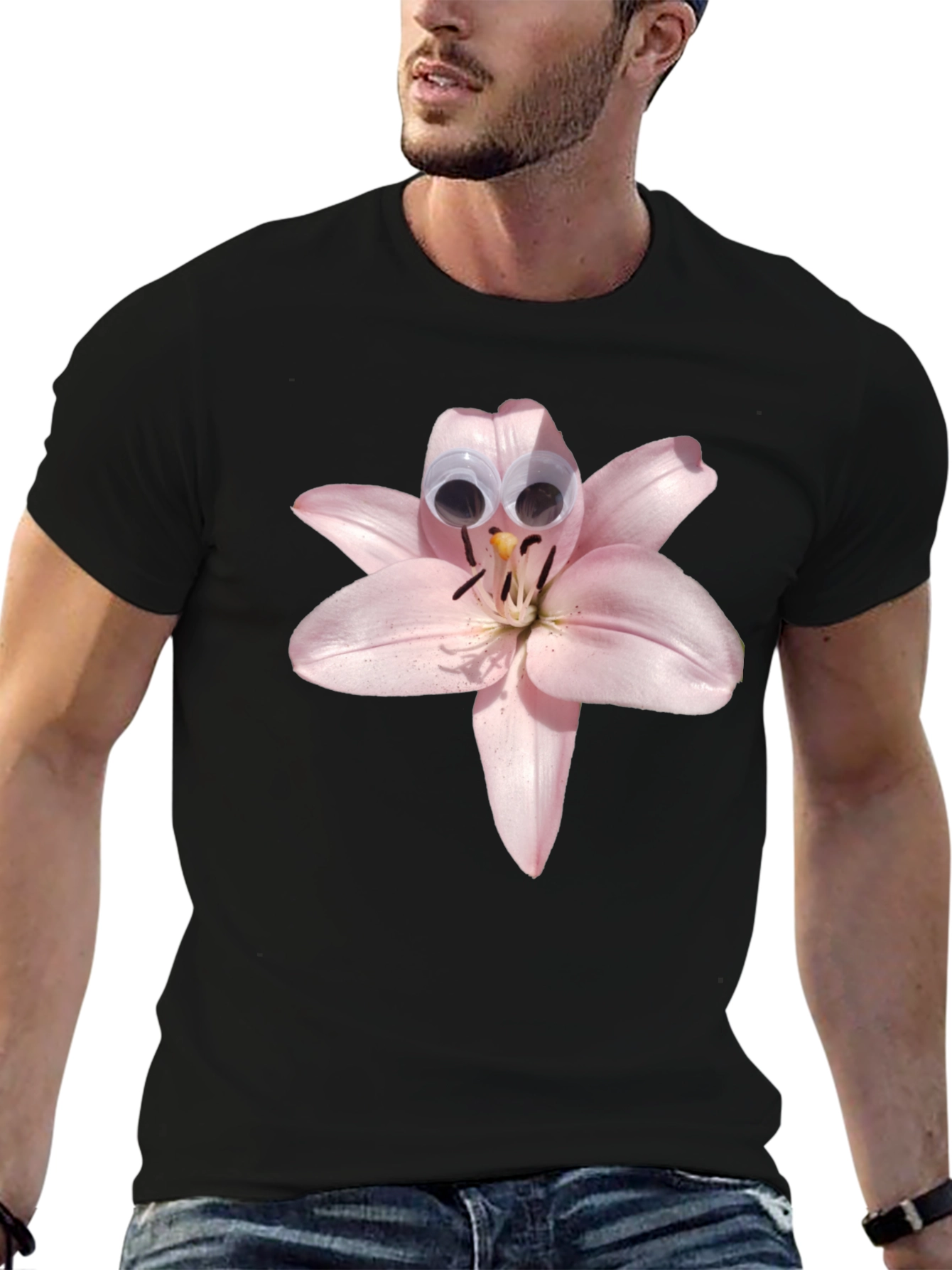 Floral Humor Tee: Lily with Googly Eyes