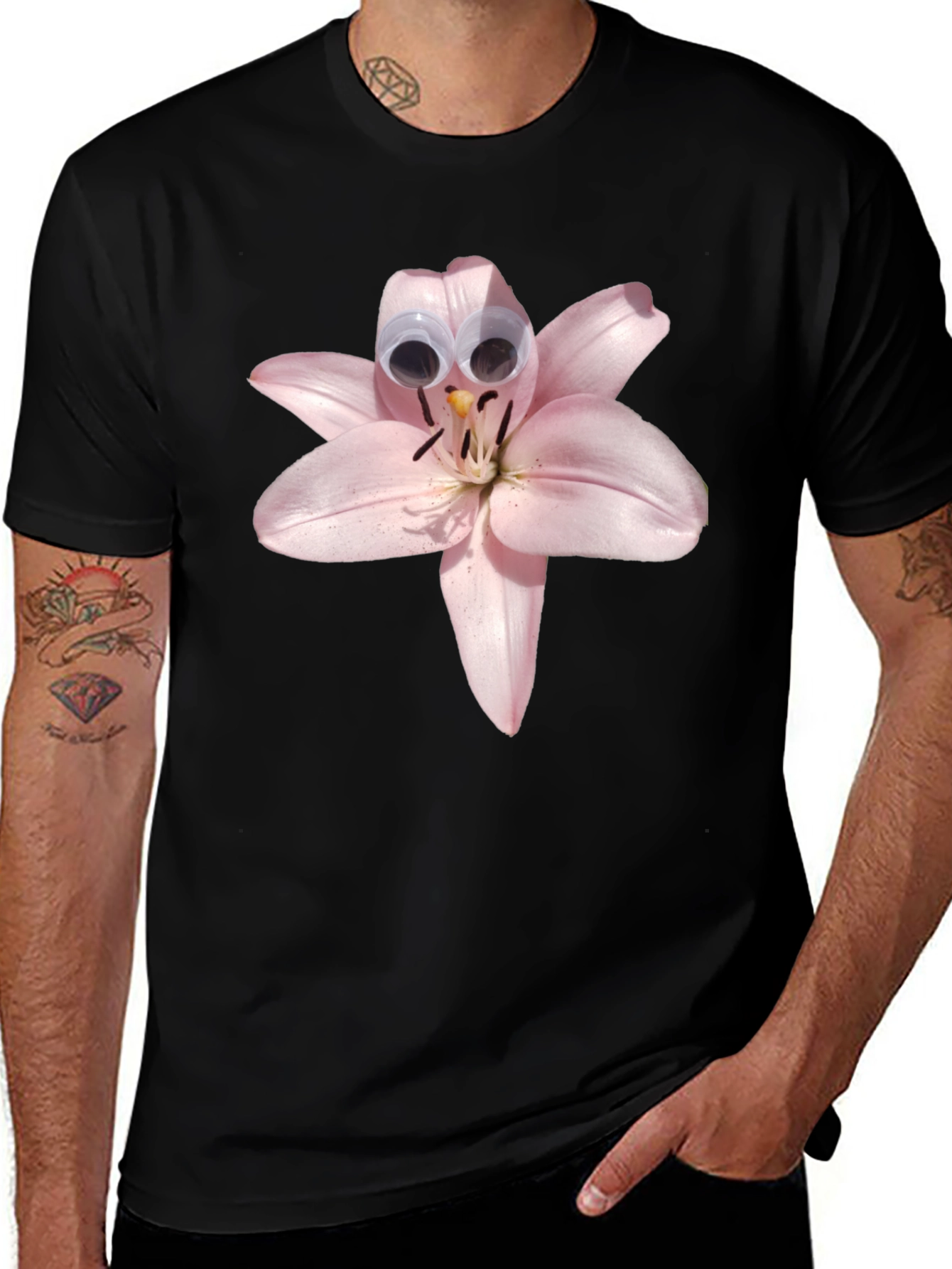 Floral Humor Tee: Lily with Googly Eyes