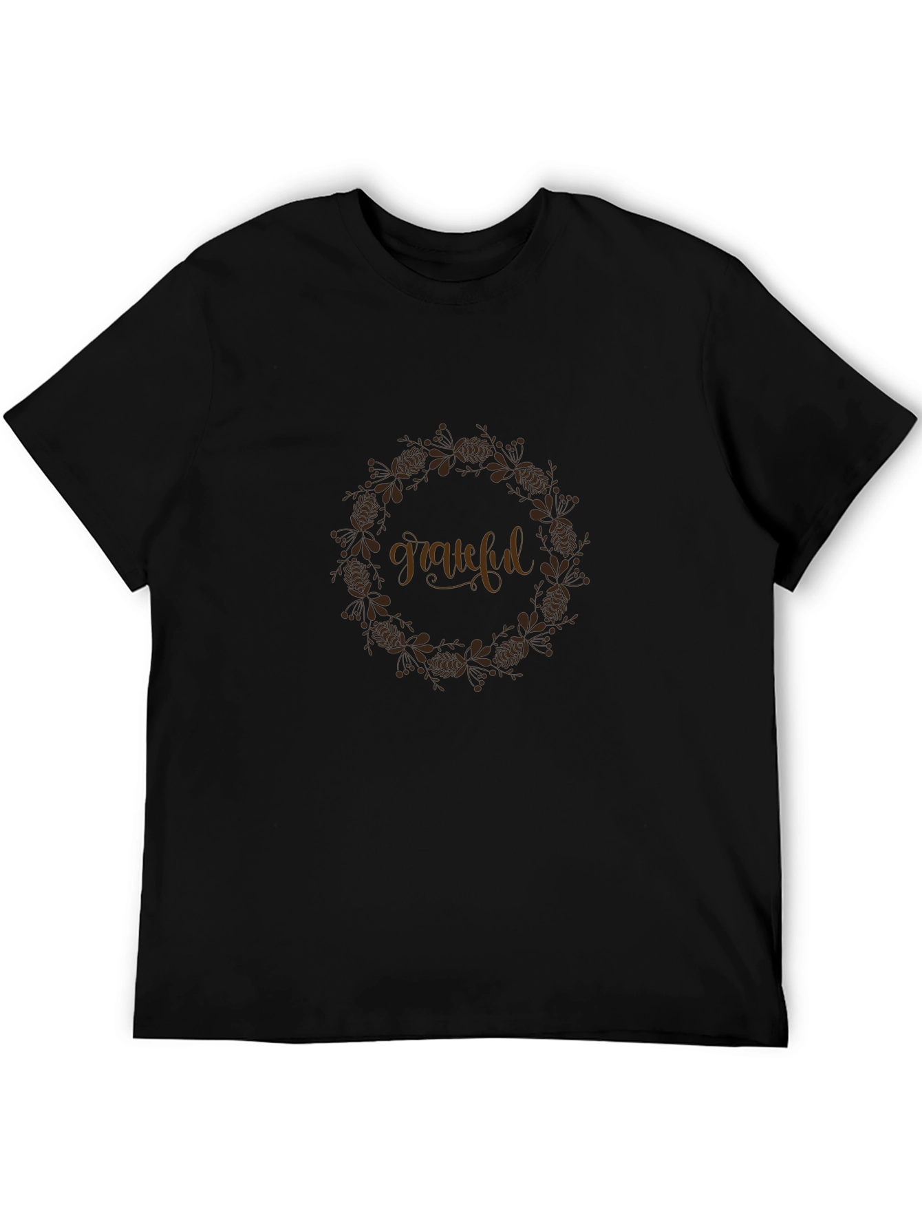 Grateful Wreath Graphic Tee - Stylish Black Shirt