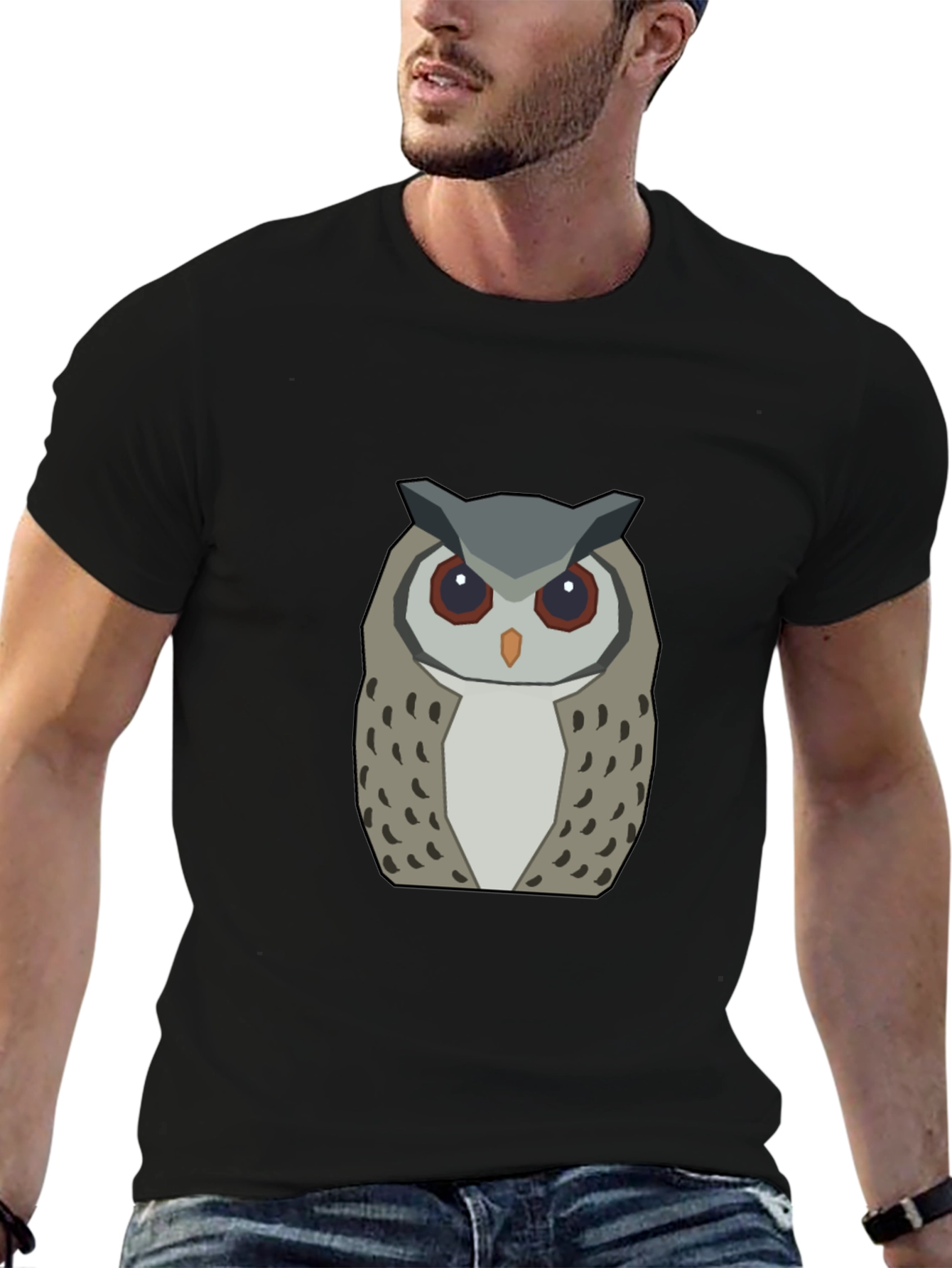 Geometric Owl Graphic Tee - Modern Design
