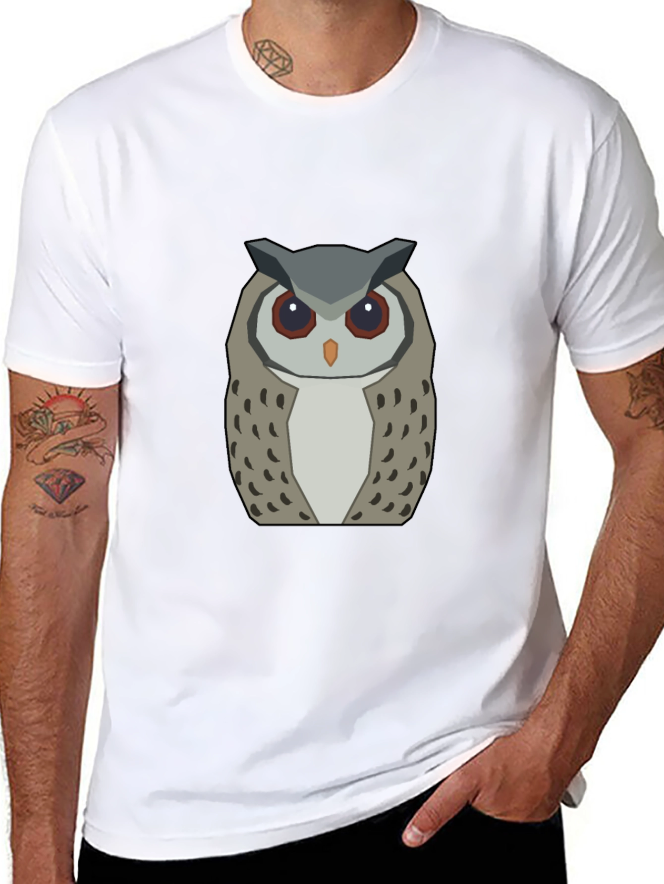 Geometric Owl Graphic Tee - Modern Design
