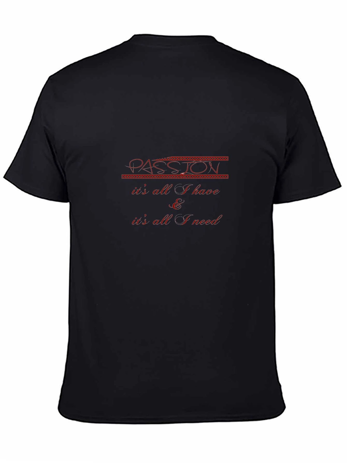 Passion Graphic Print Crew Neck Black T-Shirt