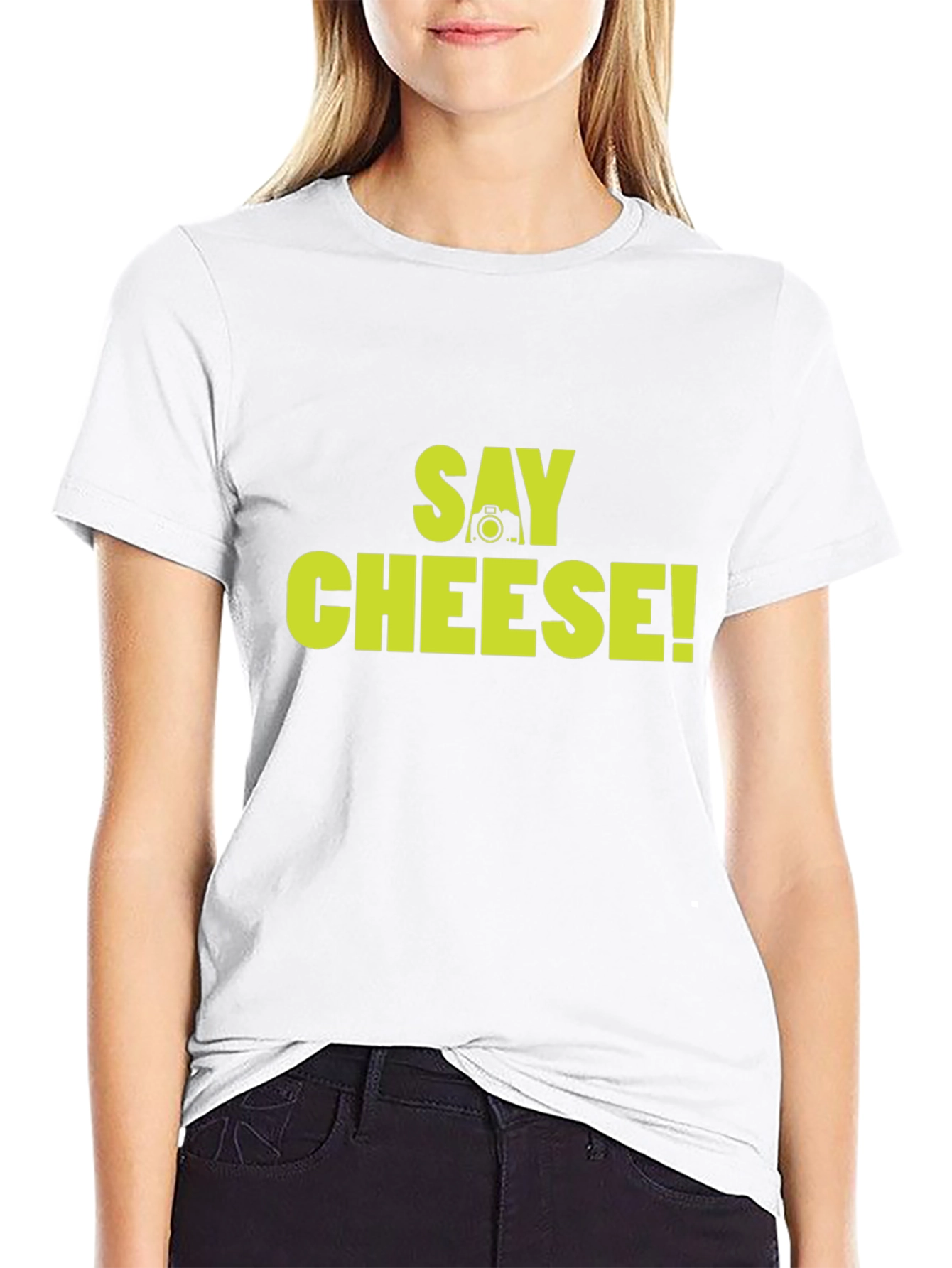 Say Cheese! Graphic Crew Neck T-Shirt - Black