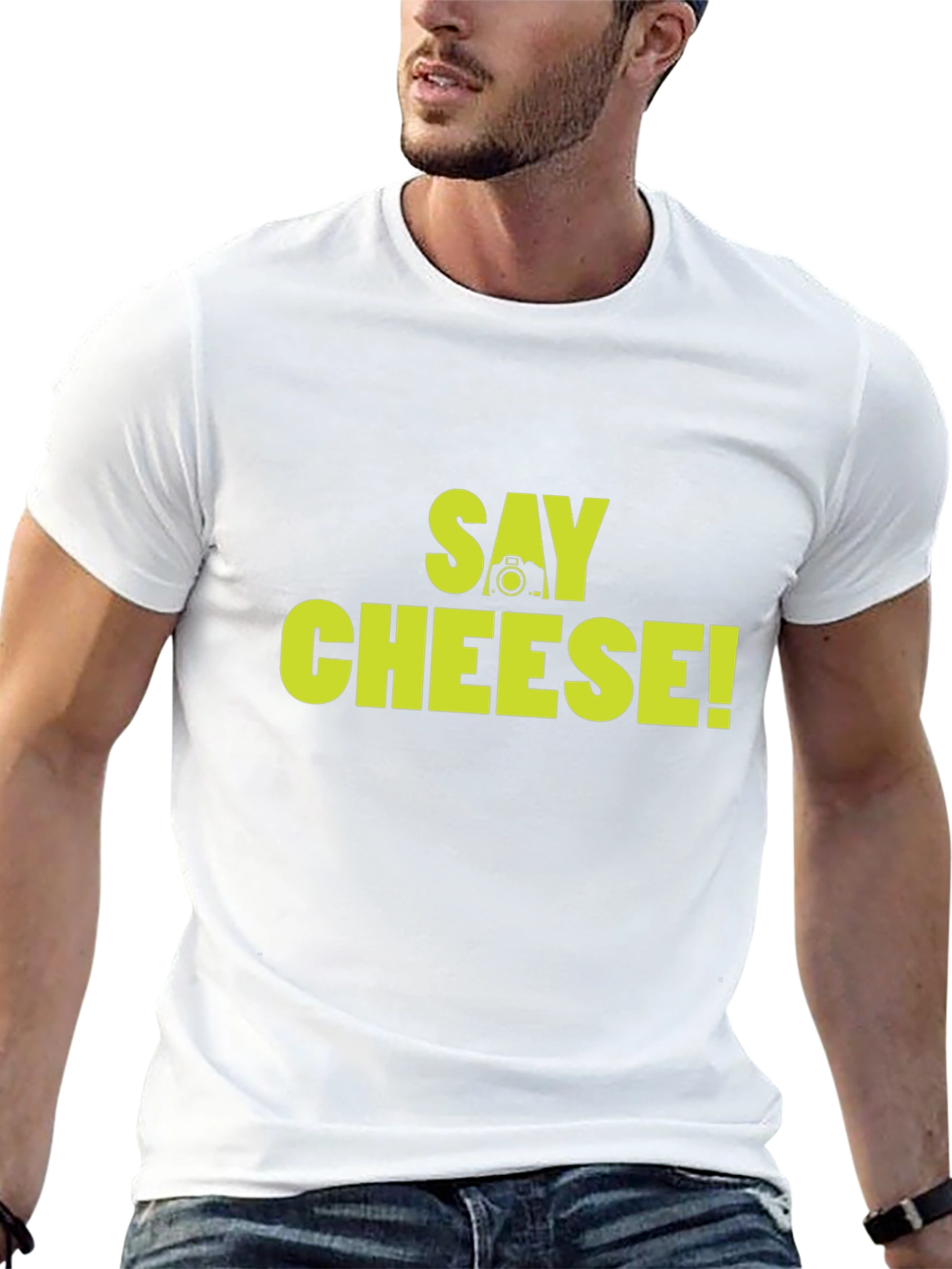 Say Cheese! Graphic Crew Neck T-Shirt - Black