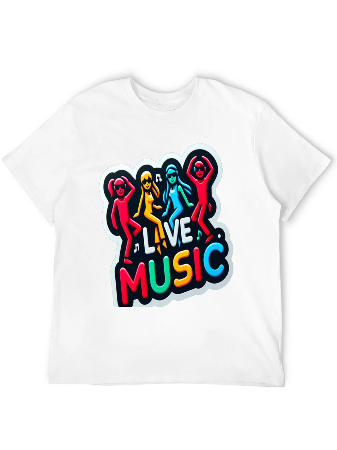 Live Music Graphic Print Black Tee