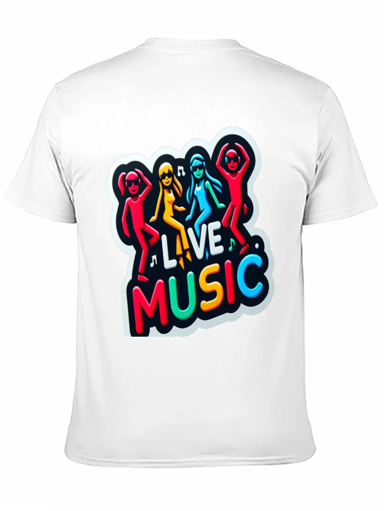 Live Music Graphic Print Black Tee