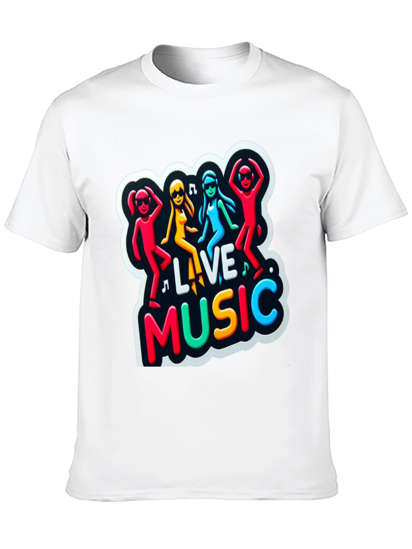 Live Music Graphic Print Black Tee