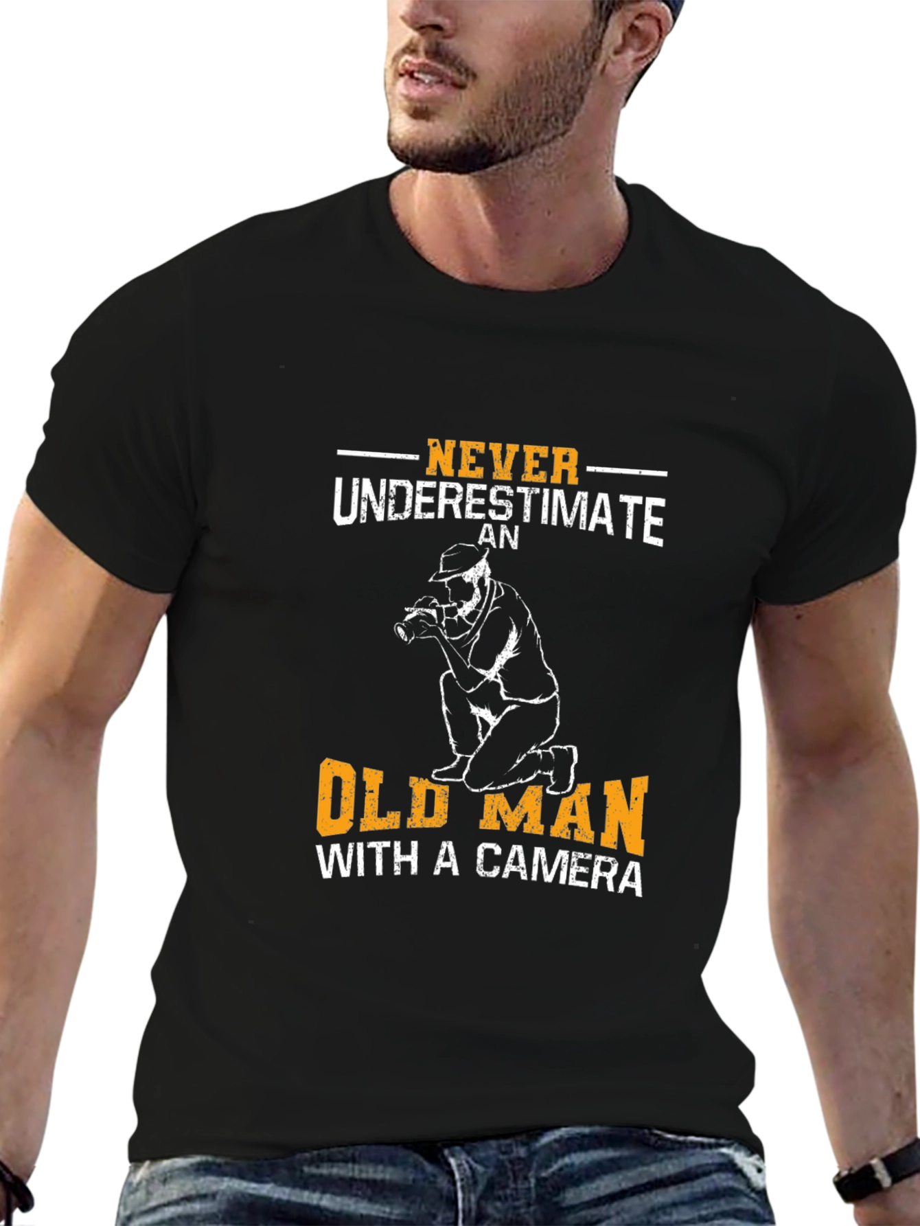 Old Man with Camera Graphic T-Shirt