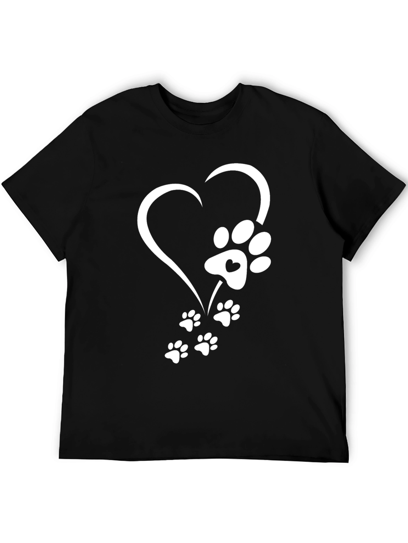 Heart Paw Print Graphic Tee - Black