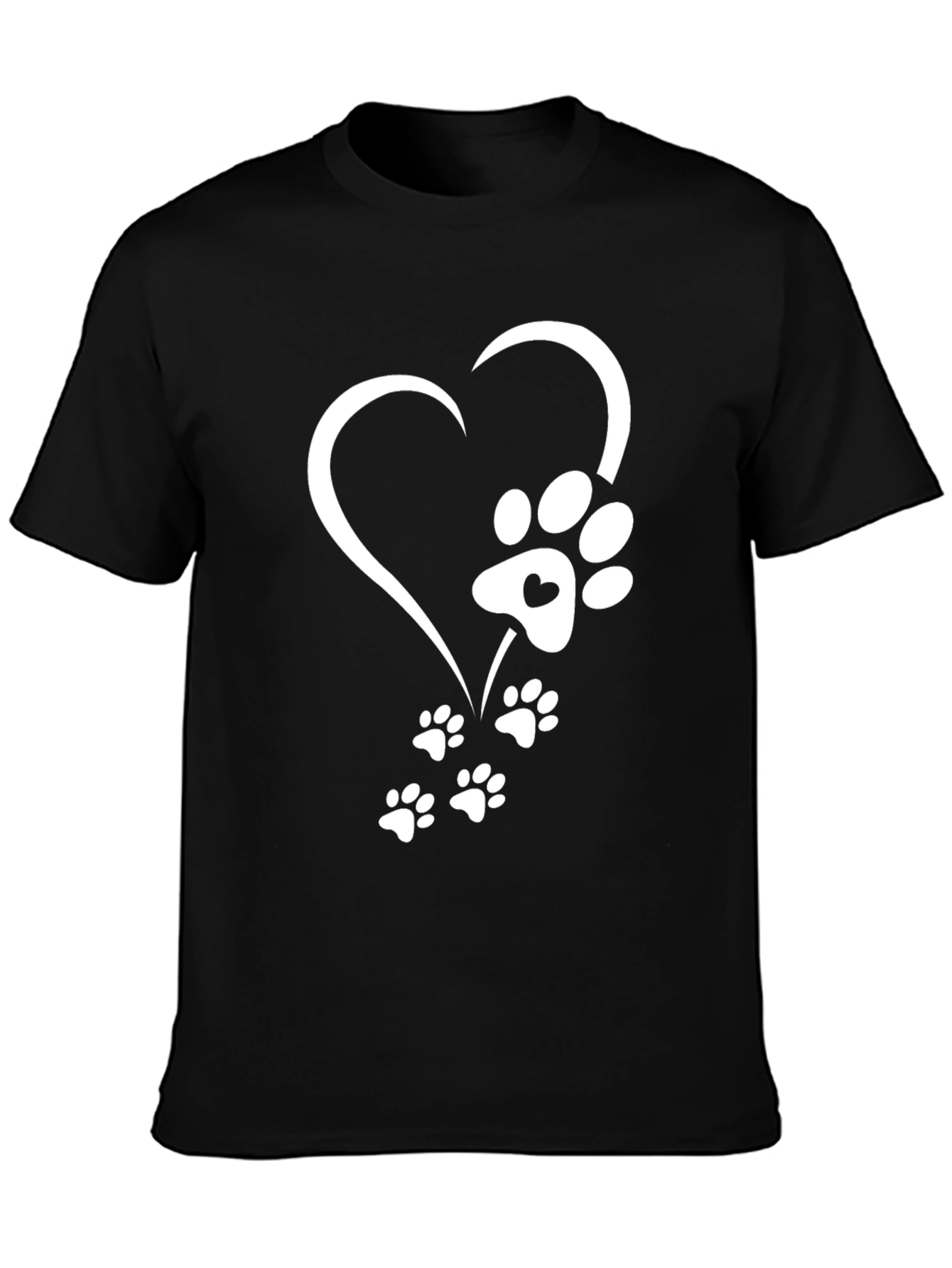 Heart Paw Print Graphic Tee - Black