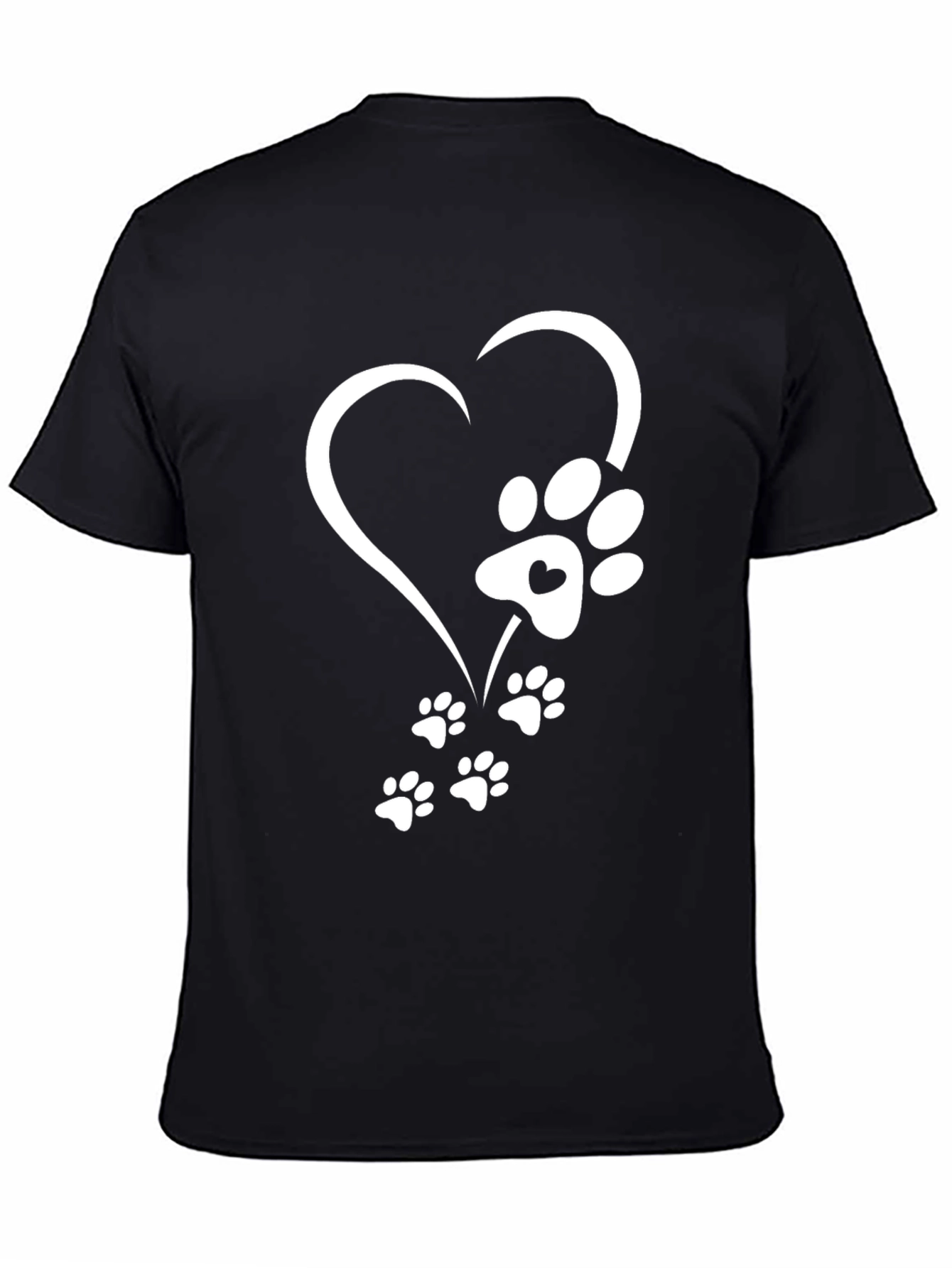 Heart Paw Print Graphic Tee - Black