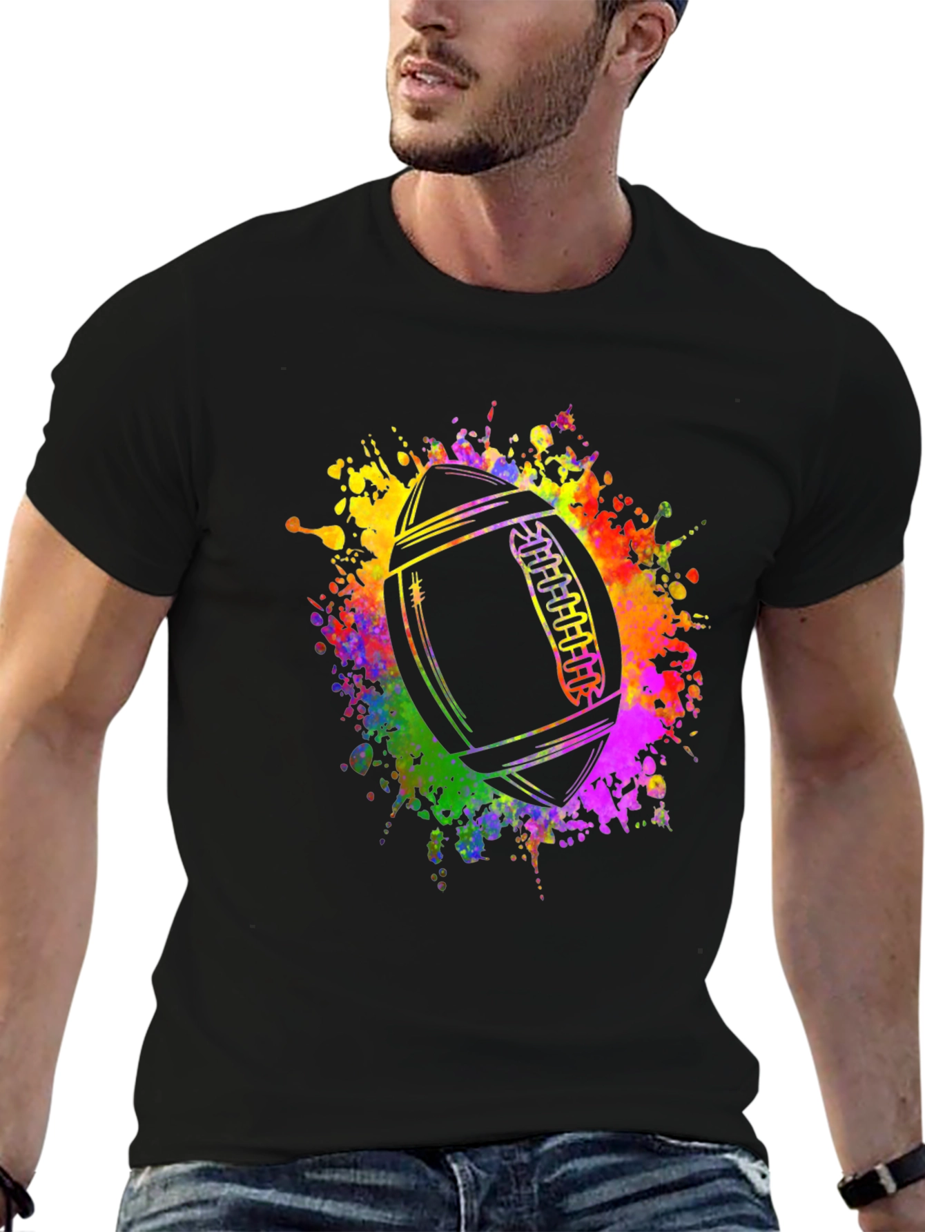 Colorful Football Graphic T-Shirt