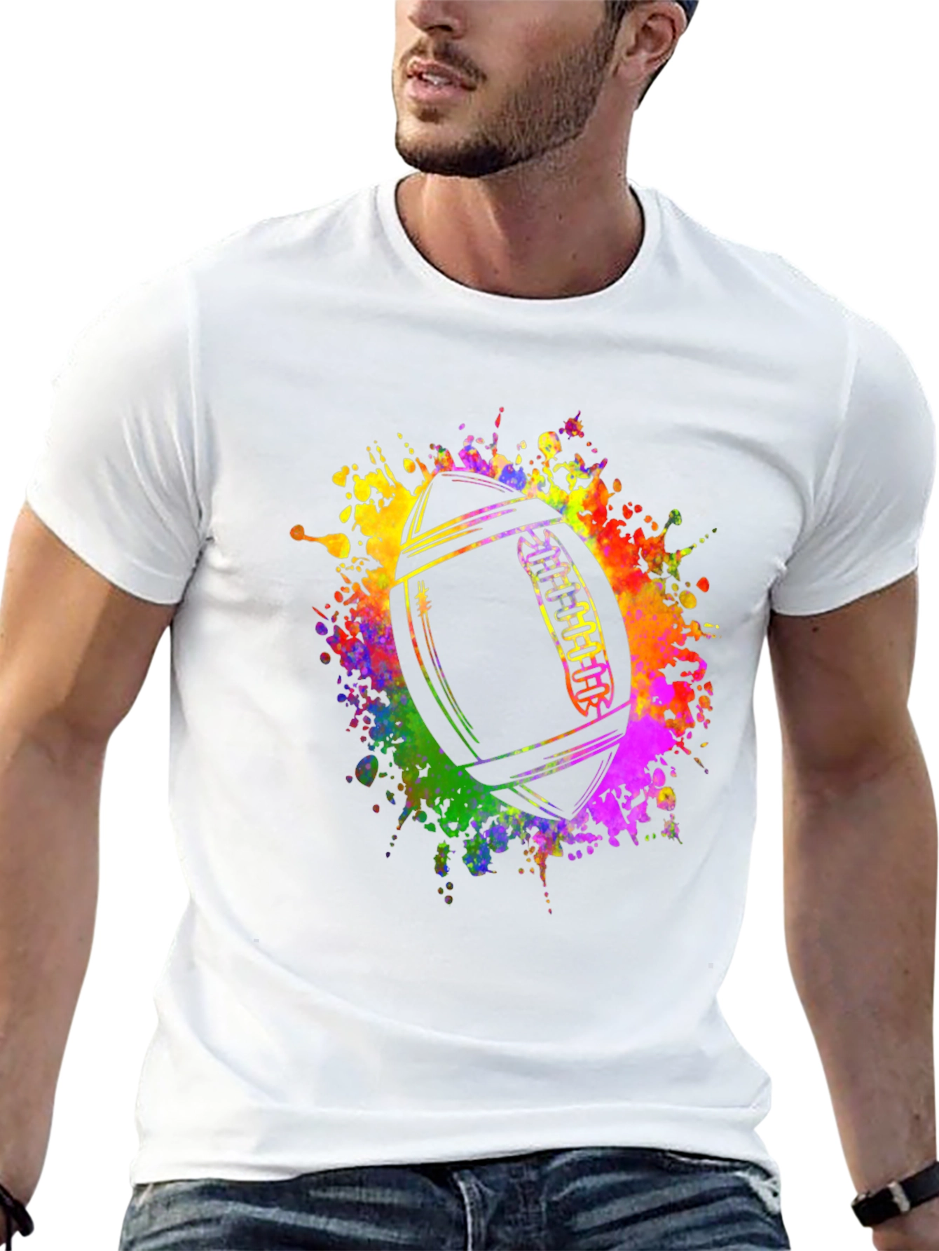 Colorful Football Graphic T-Shirt