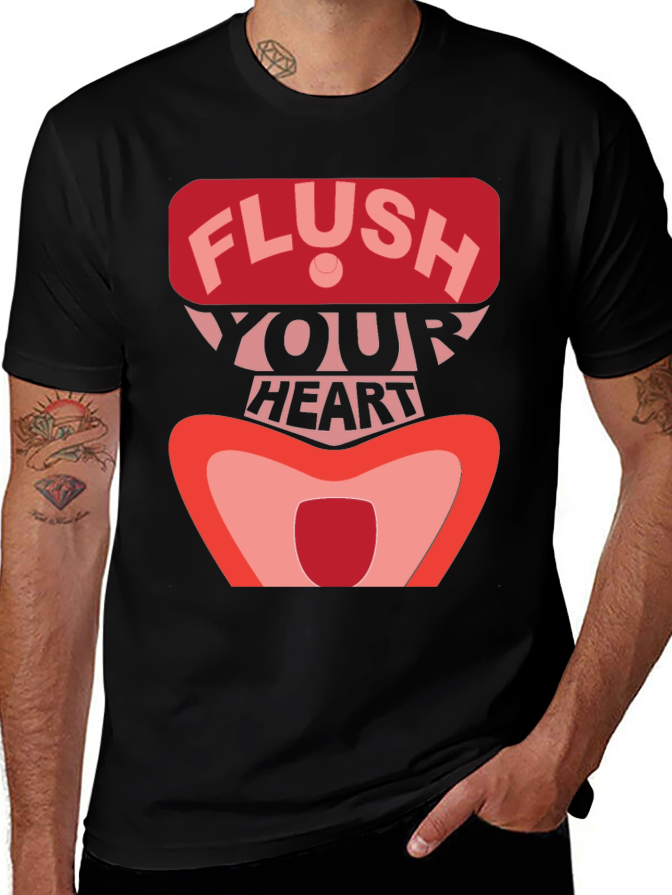 Flush Your Heart Graphic Tee - Black