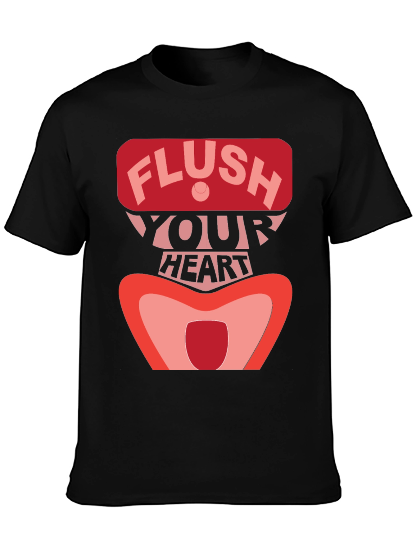 Flush Your Heart Graphic Tee - Black