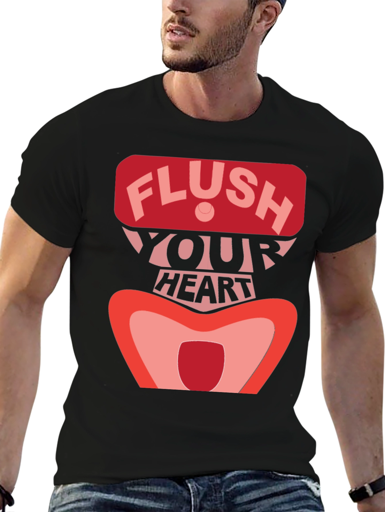 Flush Your Heart Graphic Tee - Black