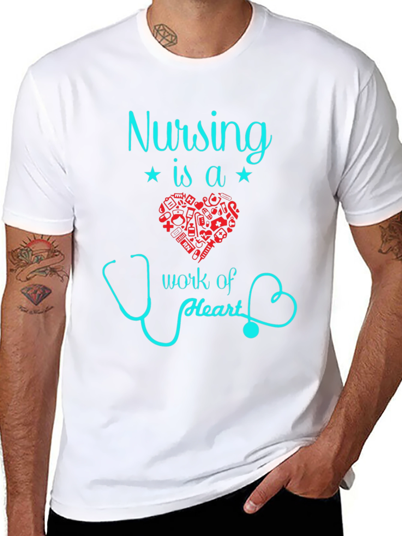 Nursing Is A Work Of Heart Graphic T-Shirt