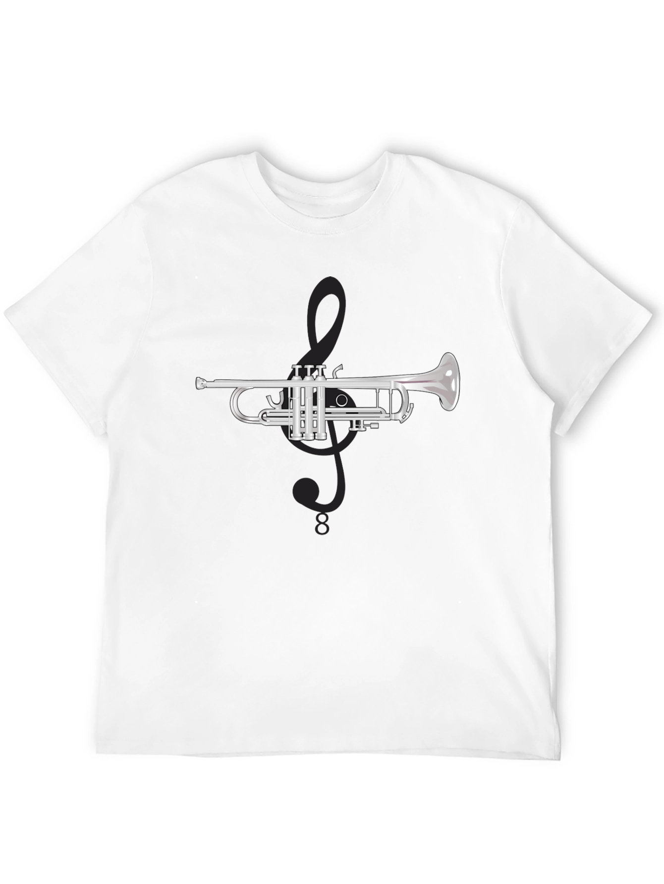 Trumpet Treble Clef Graphic T-Shirt - Black